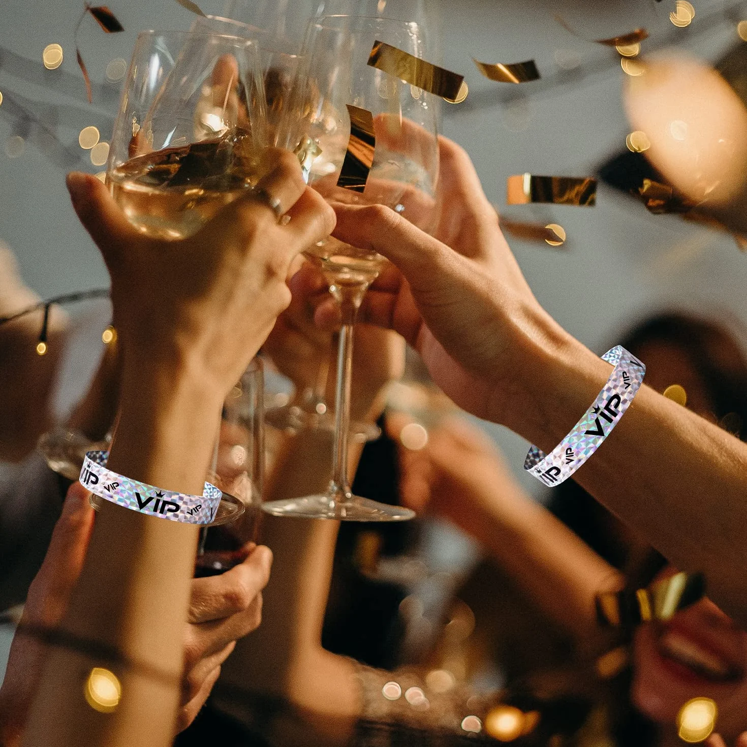 500szt. Opaski VIP, Opaski VIP Papierowe opaski imprezowe Bransoletki papierowe Opaski VIP Opaski na Imprezy Wejscie VIP Party Muzyka Festiwal Koncerty (Holograficzny Srebrny)