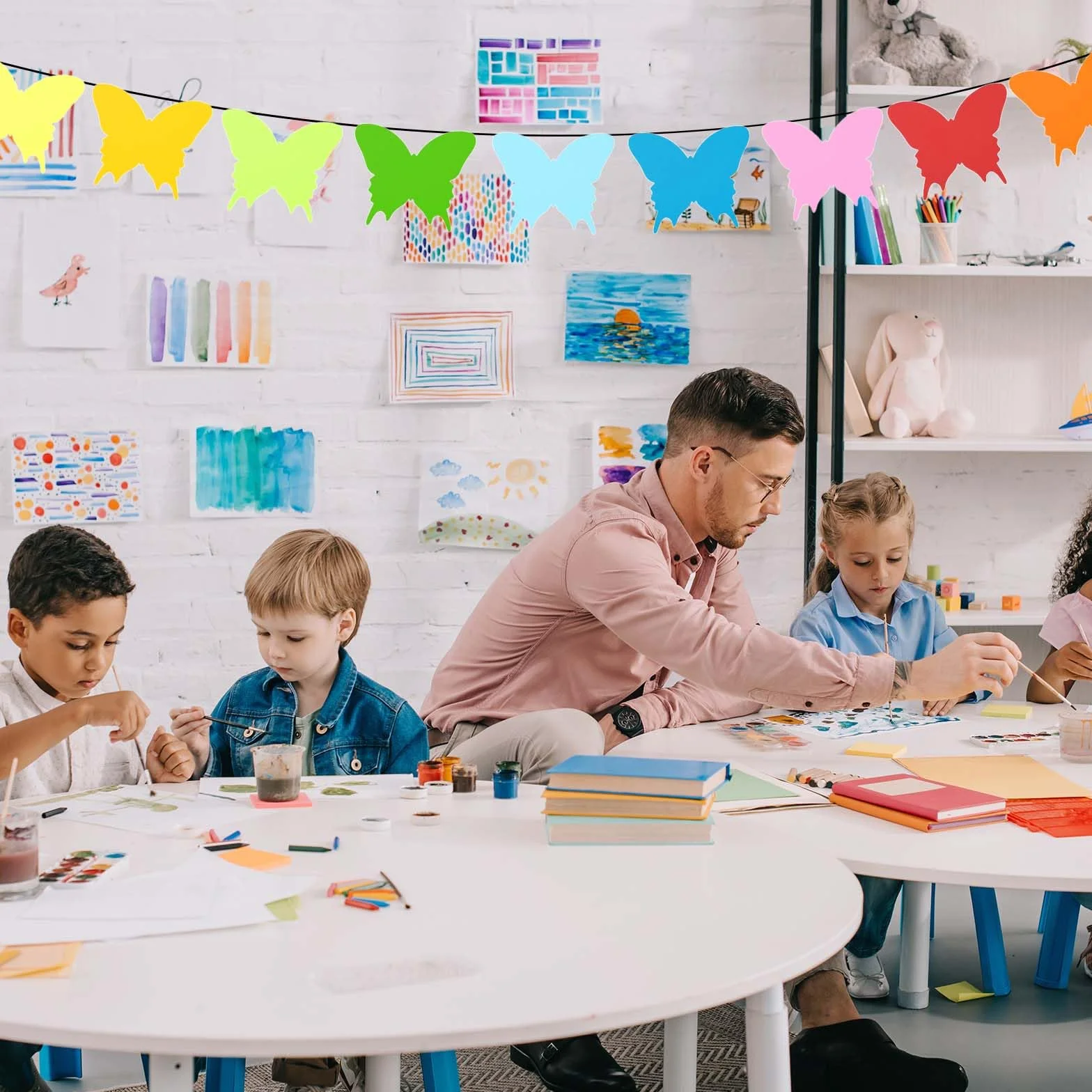 72szt Papierowe Wycinanki Motyli, Kolorowe Duze Papierowe Wycinanki Motyli do Klasy o Tematyce Wiosenno-Letniej Materialy do Dekoracji Tablicy Ogloszen dla Dzieci Majsterkowanie (9 Kolorów)