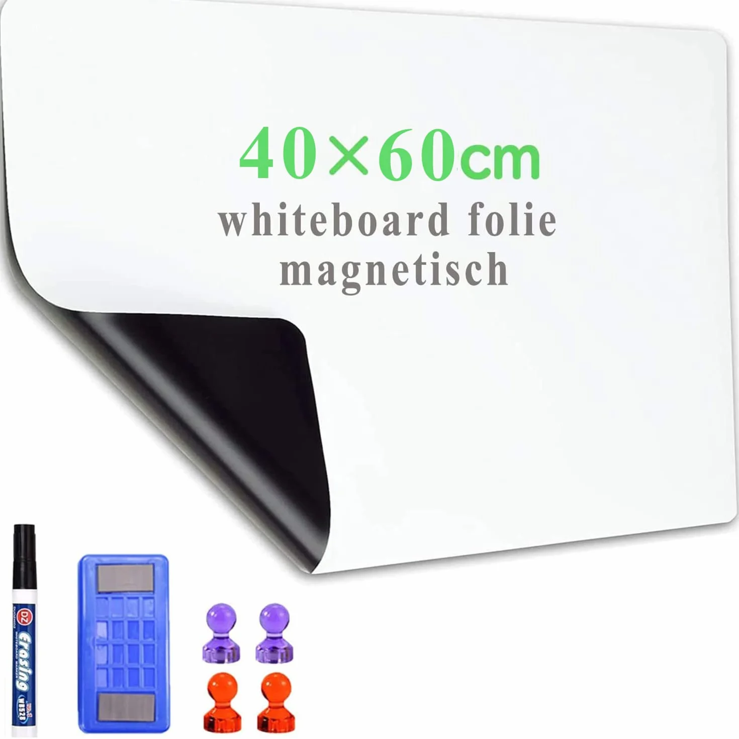 Folia Magnetyczna Suchościeralna 40x60cm Biała Samoprzylepna do Tablic