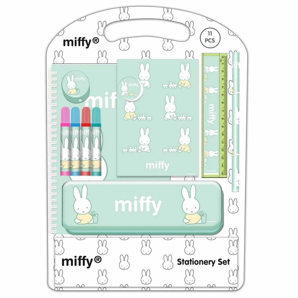 MIFFY BUDDY metalowy piórnik zestaw do pisania 27 x 3 x 37,5 cm pastelowy beż