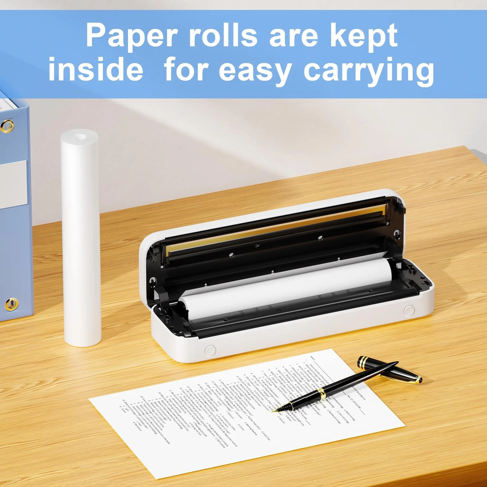 5 rolek papieru termicznego A4, w rolce – 210 mm x 30 mm x 8,7 m, biały papier termiczny A4, nie zawiera BPA, wodoodporny, kompatybilny z Phomemo, MUNBYN, PeriPage
