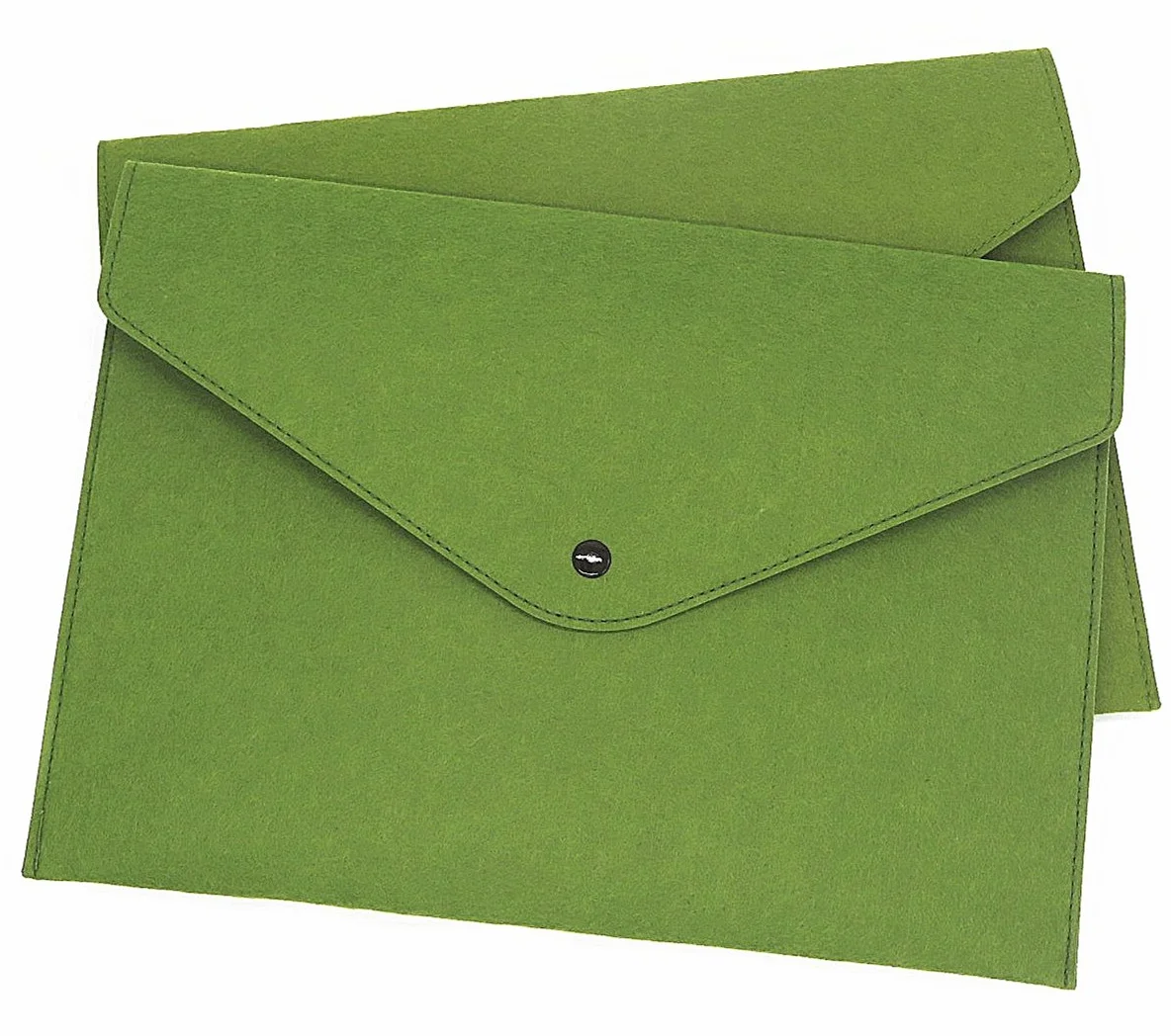 2 filcowe etui na dokumenty w formacie A4, teczka na dokumenty, aktówka, teczka na akta, teczka na dokumenty z zatrzaskiem, idealna do biura, szkoły, na uczelnię, 34 x 24 cm (zielona)