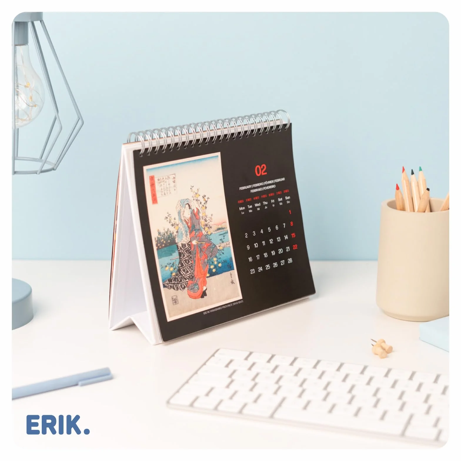 Grupo Erik Desk Calendar 2026 - Hiroshige Calendar 2026 Month To View | Monthly Desk Planner, Desktop Gifts Under 10 Pounds | Japanese Art Gifts For Friends