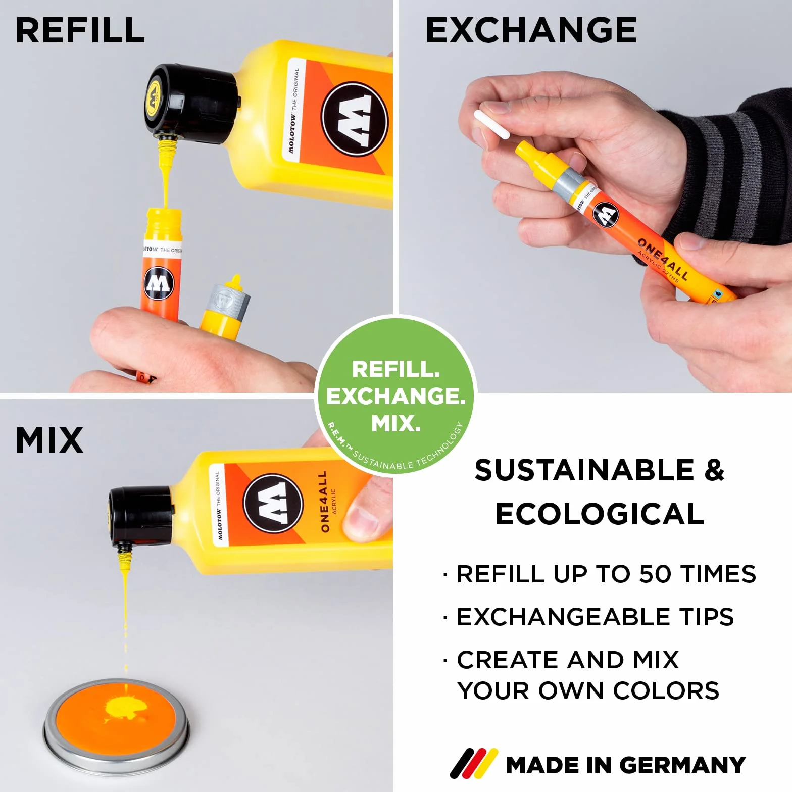 Molotow ONE4ALL Refill akryl (tusz do uzupełniania markerów permanentnych, 1 sztuka po 30 ml) kolor 086 burgundowy