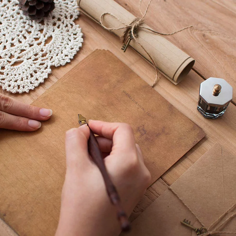 Zestaw papieru listowego i kopert vintage 60 sztuk A5