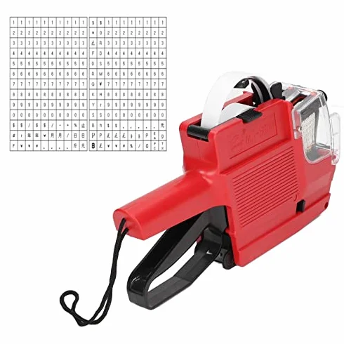 MX6600 Pistolet do Etykiet Cenowych 10 Cyfr 2 Linie ABS Czerwony Żółty Niebieski z Wałkiem Tuszu