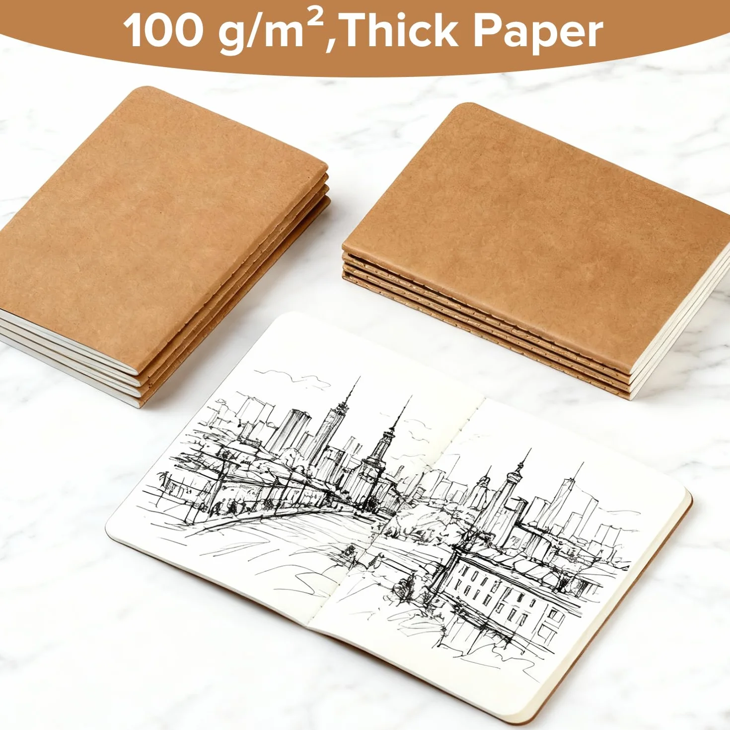 HOMEMARS Notatnik A6, 14 sztuk, 100 GSM, gruby papier, mini notatnik, notatnik blanko, mały notatnik, notatnik A6, zeszyt A6, 10x14cm, 60 stron, okładka kartonowa
