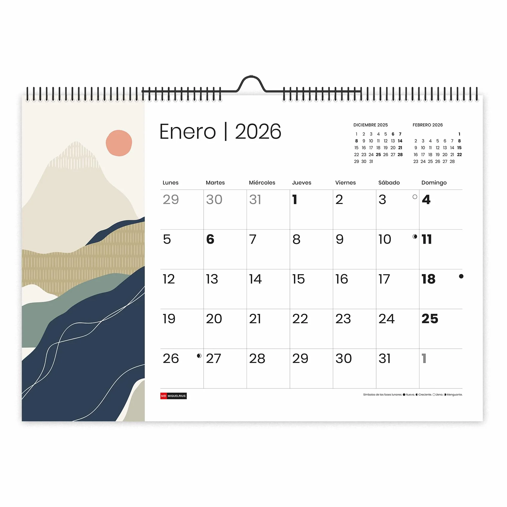 Kalendarz ścienny 2026 A3 420x296 mm Miquelrius organizer roczny planer 12 miesięcy