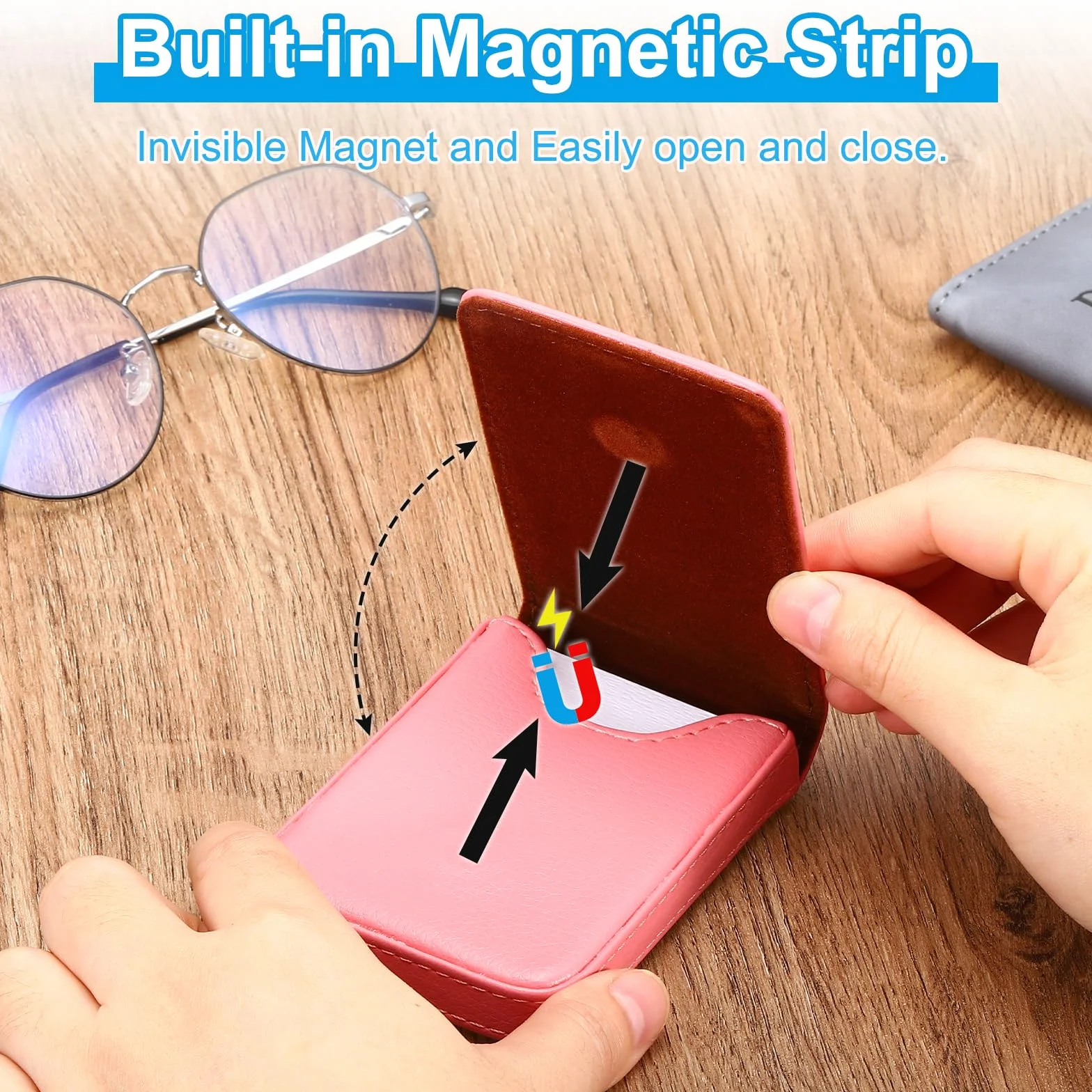 PATIKIL Etui na wizytówki ze skóry PU z magnetycznym zamknięciem