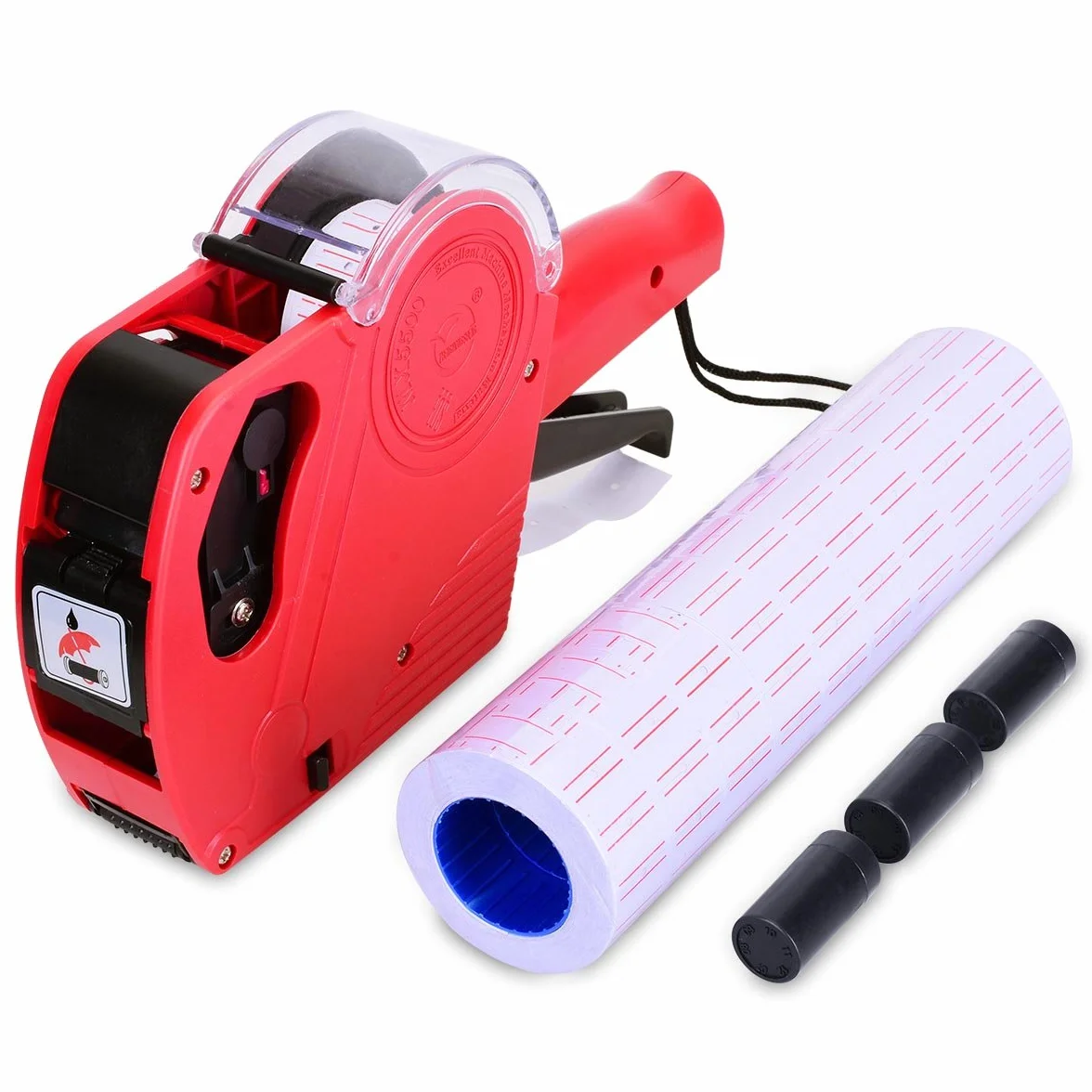 YoungRich PL1/8 Etykieta cenowa przenośna profesjonalna etykieta do etykietowania MX5500 EOS w zestawie 2 szt. Tusz 10 szt. Naklejka z ceną Zastosowanie w sklepie biurowym czerwona