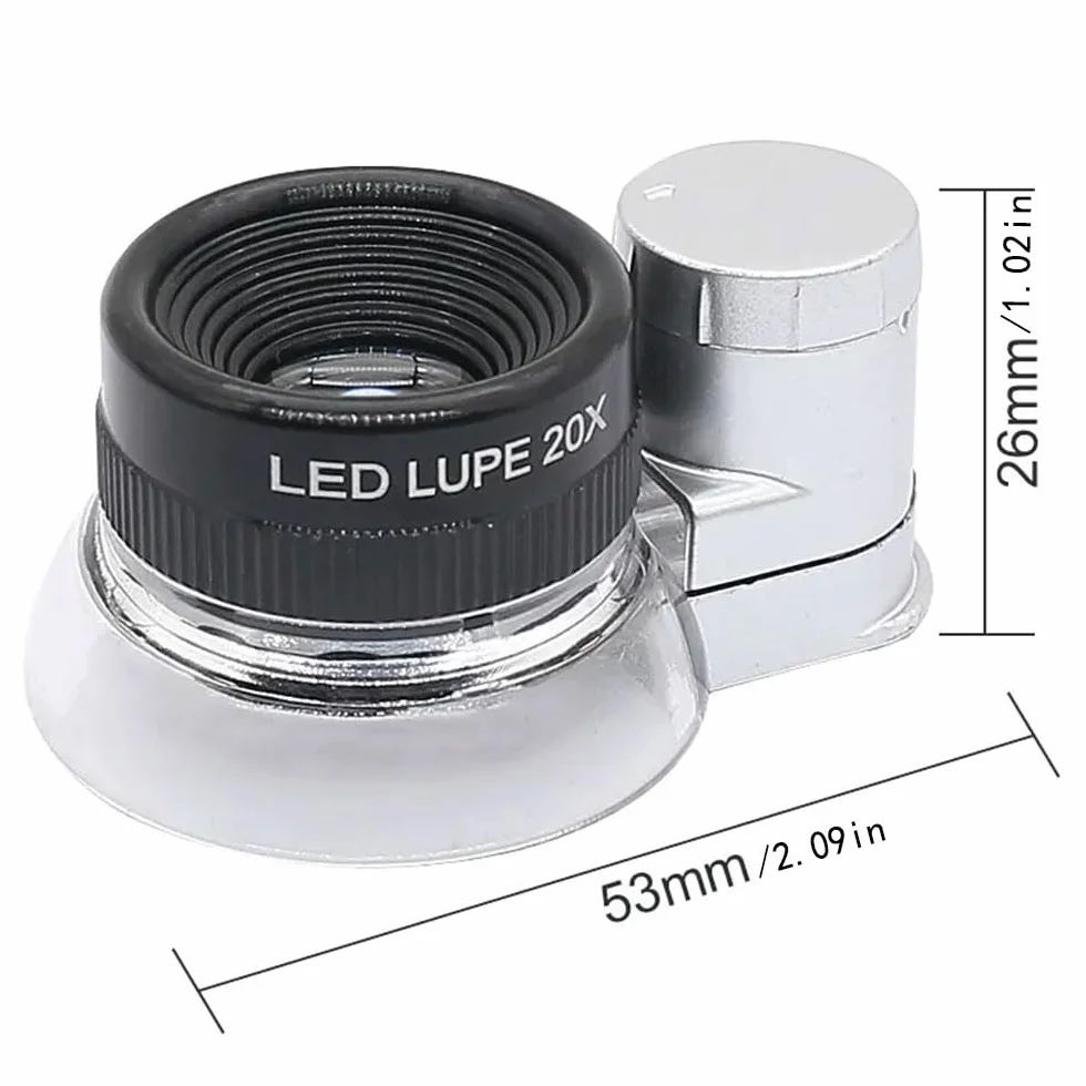 Lupa powiększająca 20x z regulowanym zoomem i podświetleniem LED