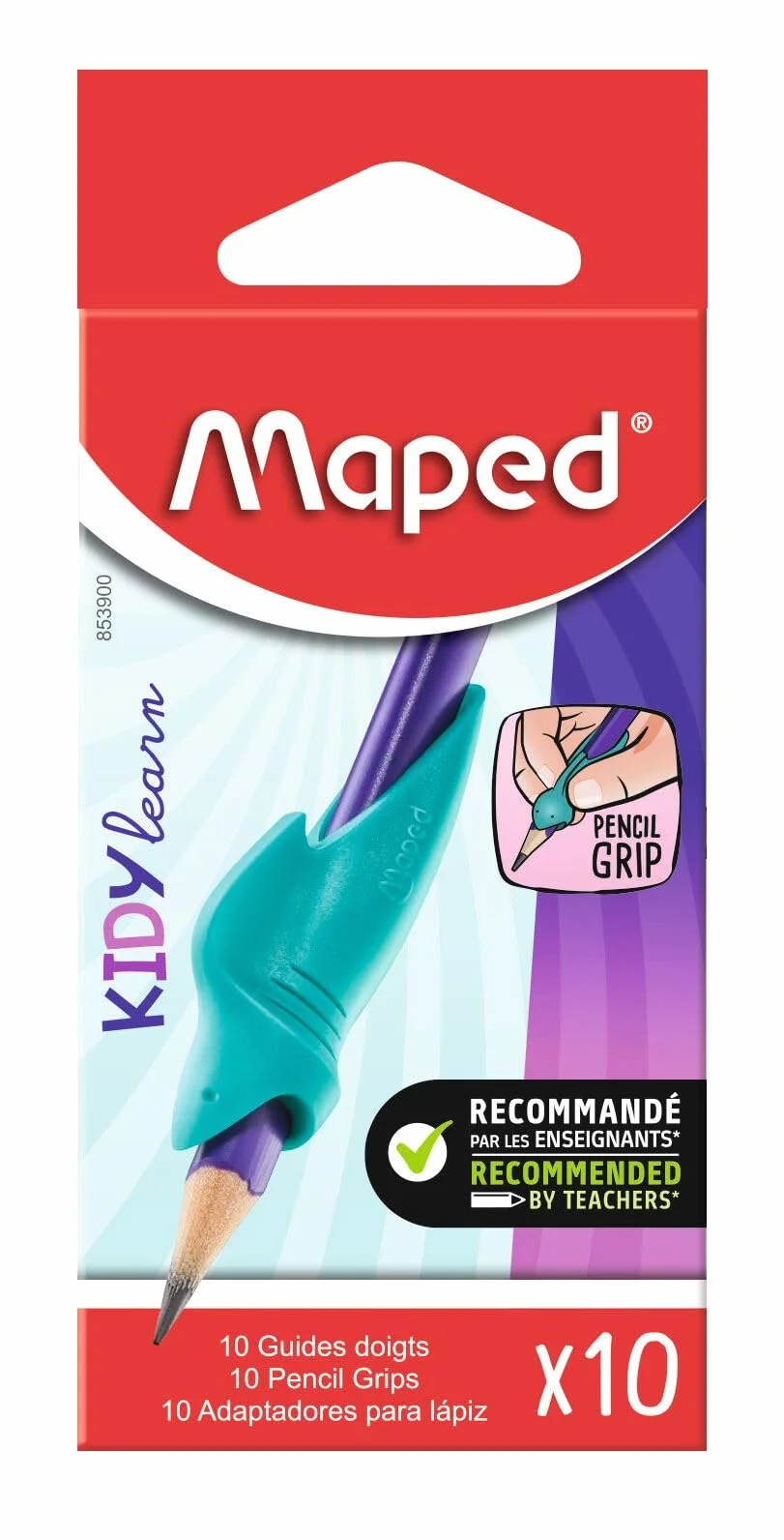 Maped prowadnica palców narzędzie do nauki pisania 10 wyjmowanych prowadnic niebieski