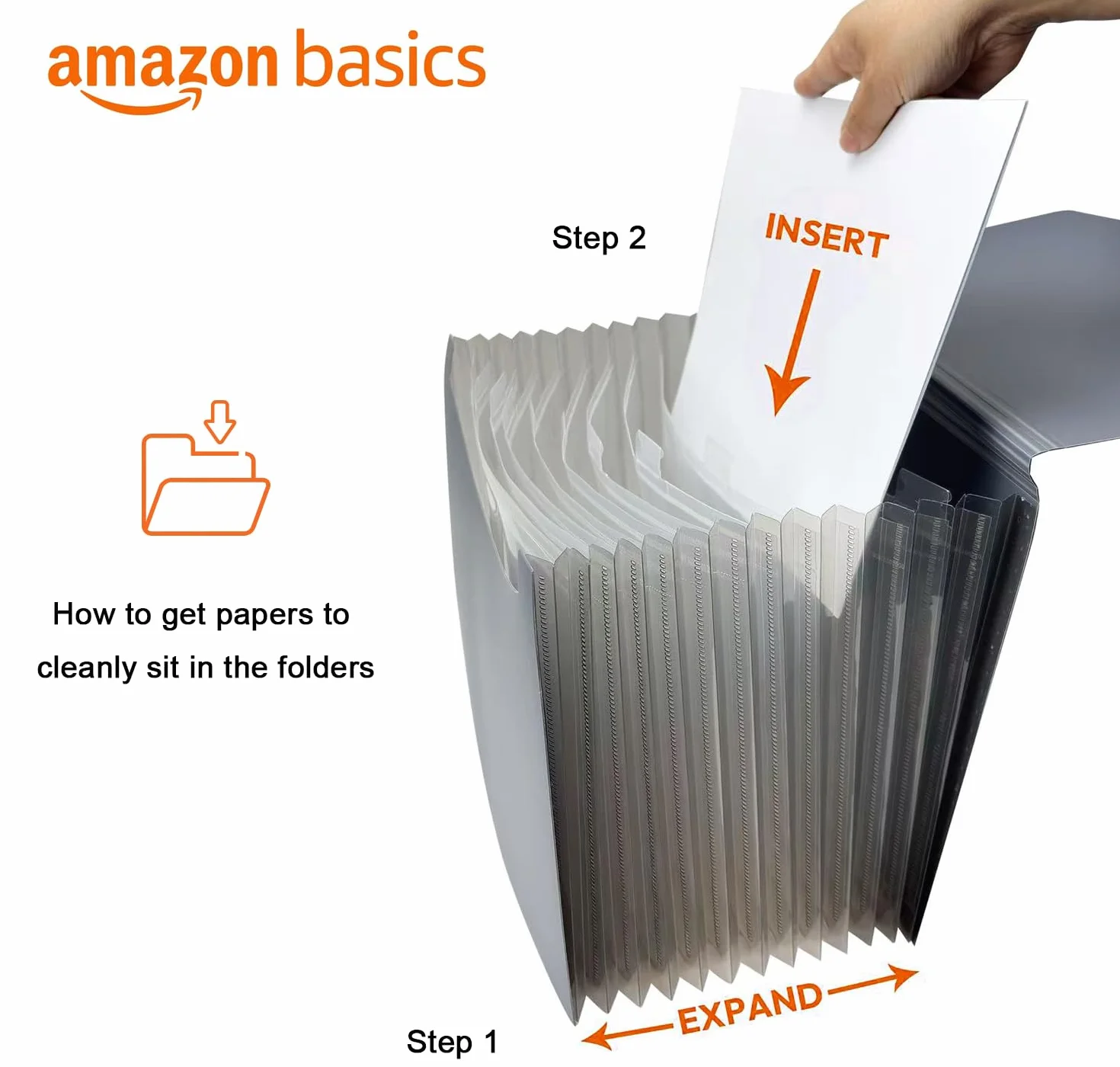 Amazon Basics Rozkładany organizer na dokumenty, wielkość listy, czarny, 1 sztuka