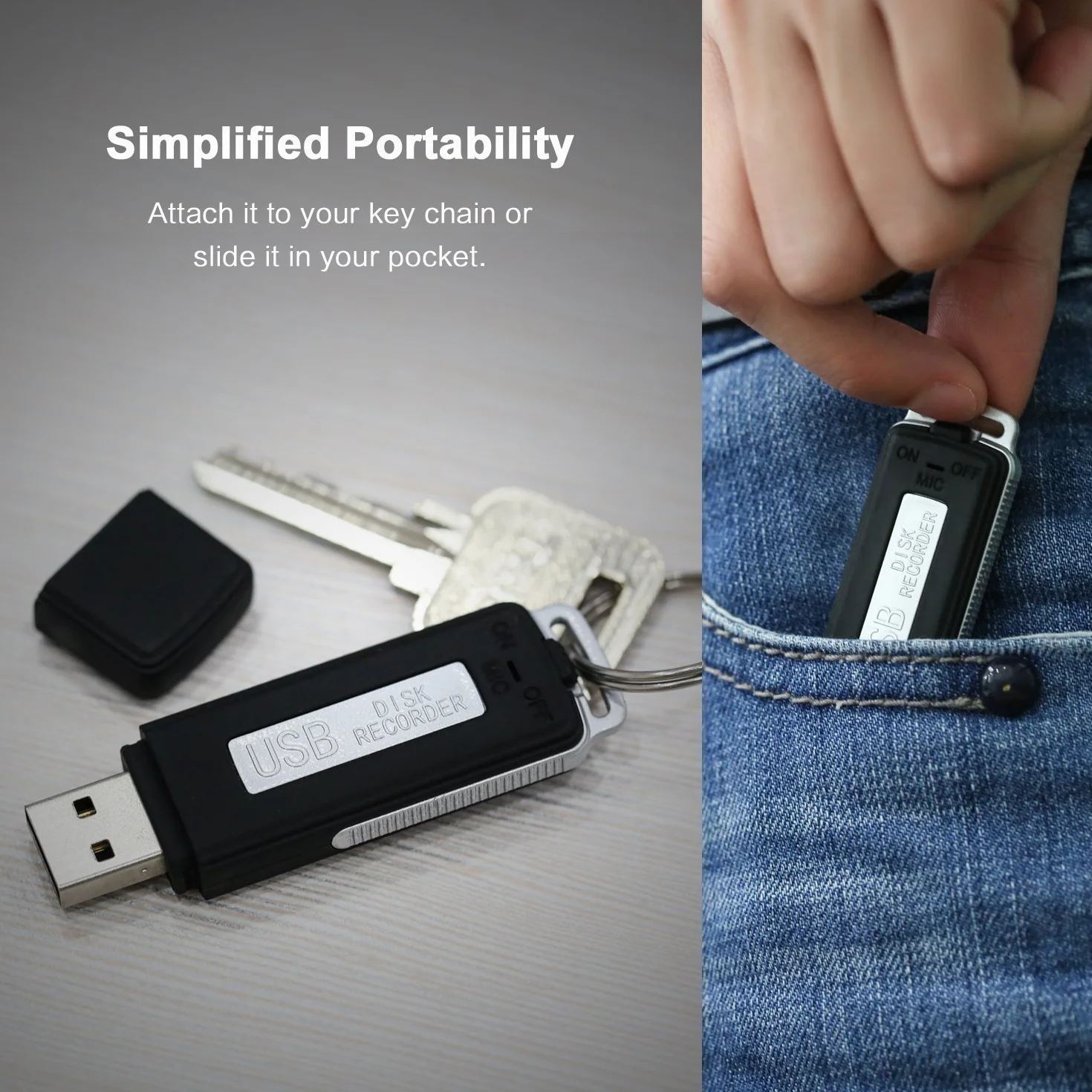 SMARTEX | 8 GB / 150 godzin Mini dyktafon USB Audio - mikrofon szpiegowski - Voice Recorder Pendrive USB 2 w 1