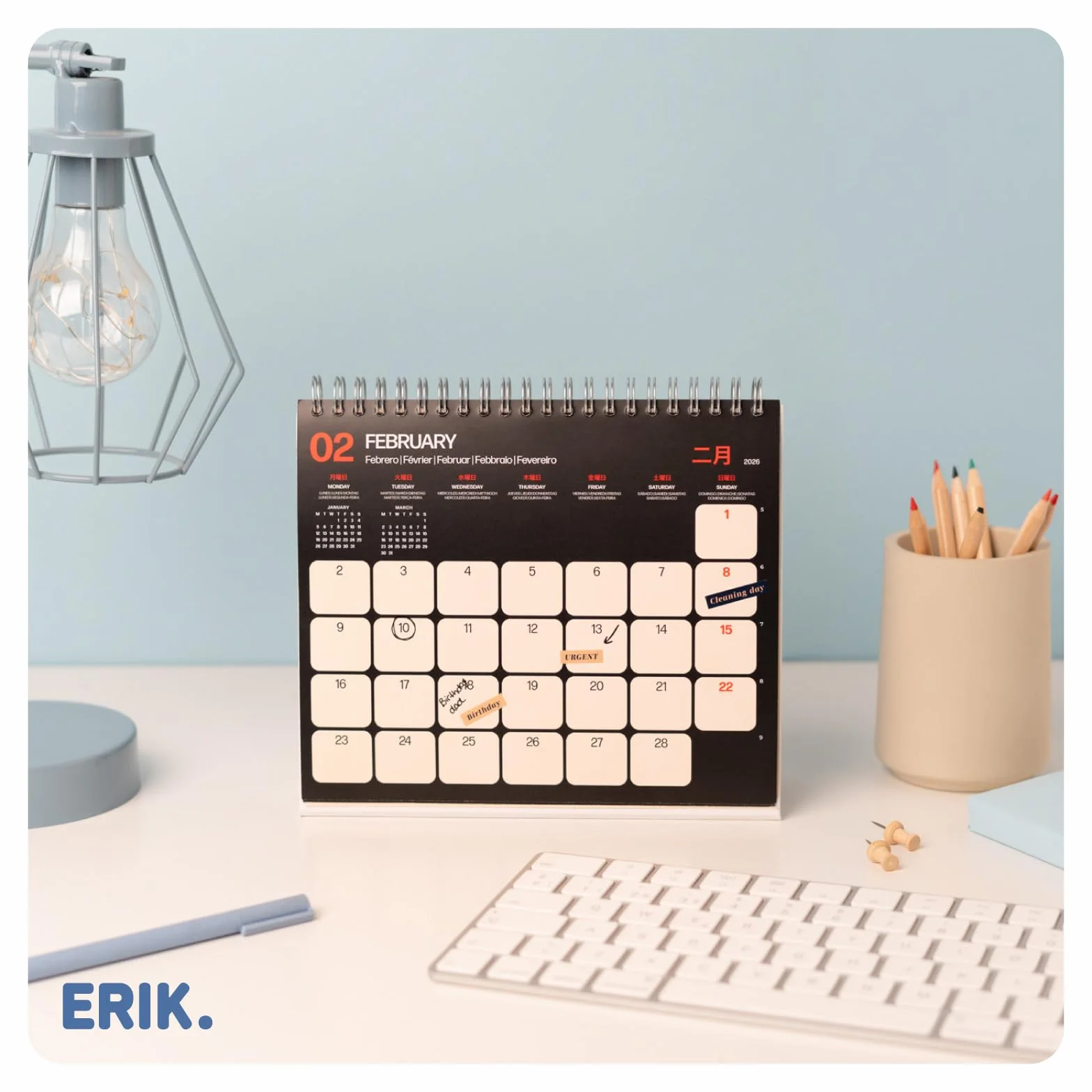 Grupo Erik Desk Calendar 2026 - Hiroshige Calendar 2026 Month To View | Monthly Desk Planner, Desktop Gifts Under 10 Pounds | Japanese Art Gifts For Friends