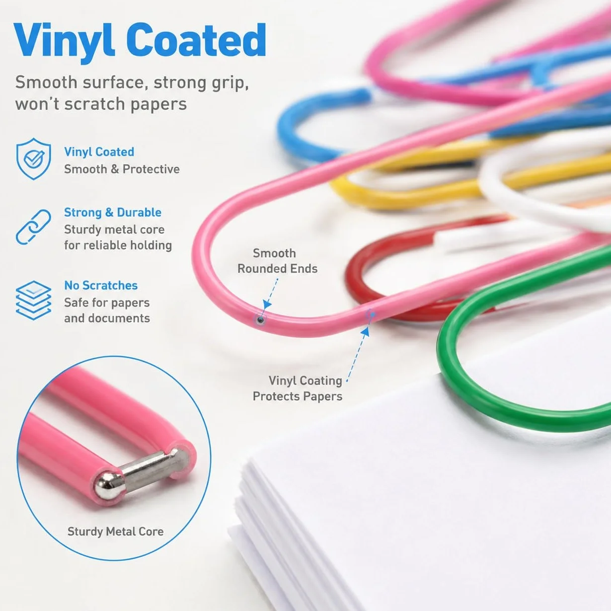 Super duże spinacze do papieru powlekane winylem, Coideal 30 sztuk, 10 cm, różne kolory, duży uchwyt na klips do papieru, artykuły biurowe, 100 mm