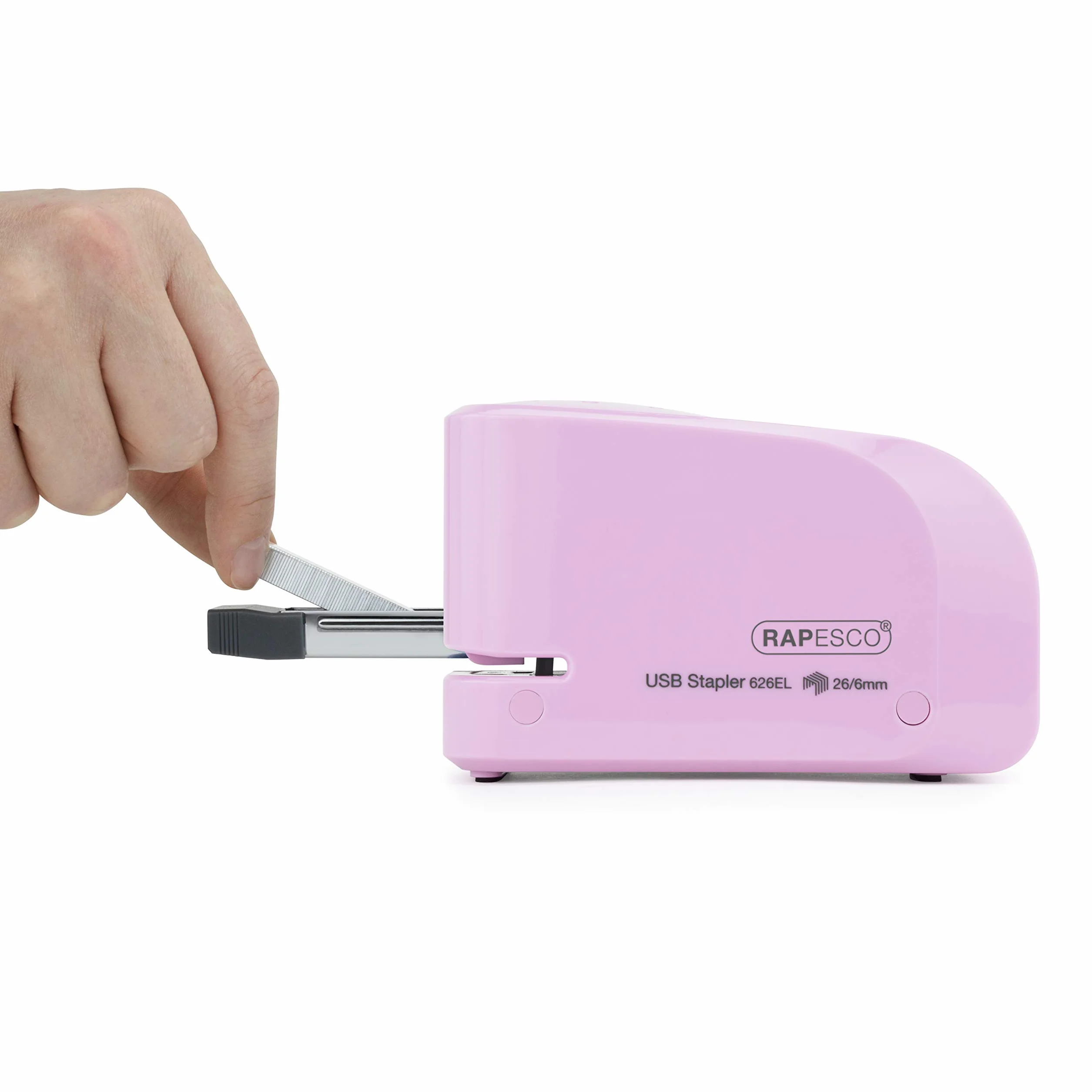 Rapesco 1451 626EL Automatyczny zszywacz USB/akumulatora 26/6 mm 1000 zszywek 15 arkuszy różowy
