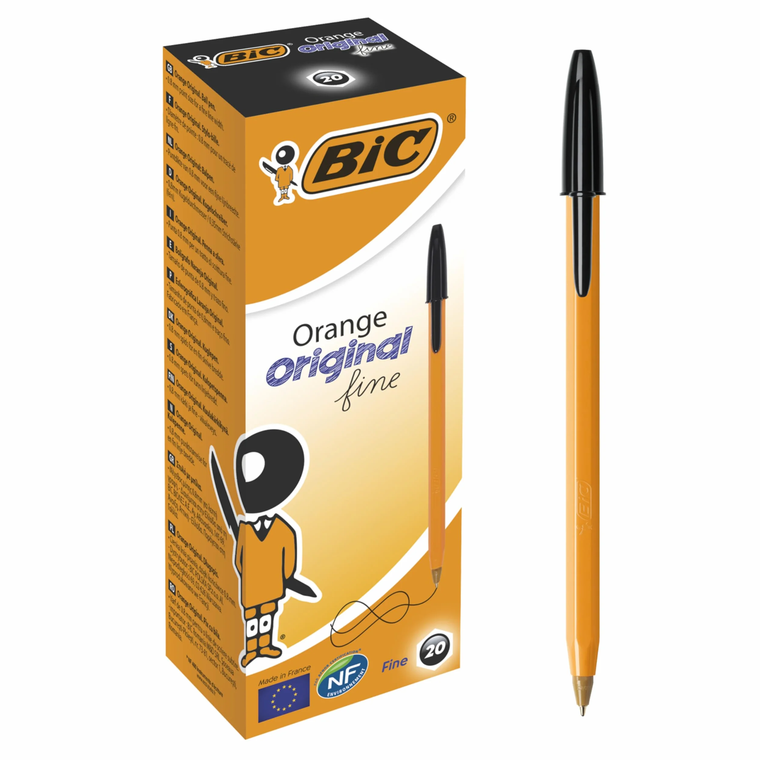 BIC Orange Original Fine Długopis czarny Pudełko 20 szt