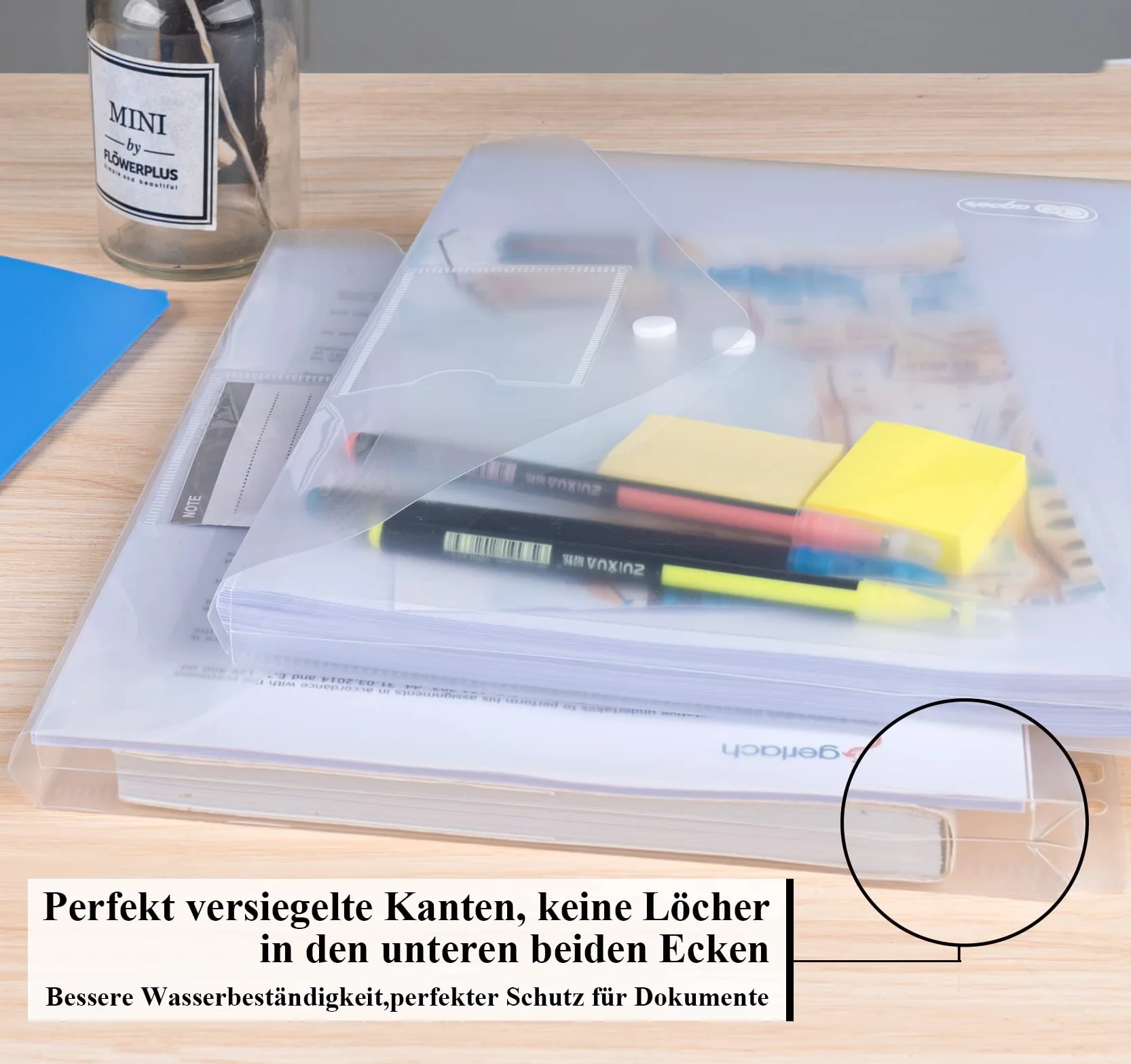 Agoer Plastikowe teczki na dokumenty A4 rozszerzane 20 teczek z 2 guzikami 11 otworami