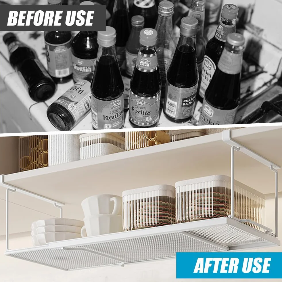 Kosz wiszący metalowy wysuwany 38-70 cm organizer do szafek kuchennych biały