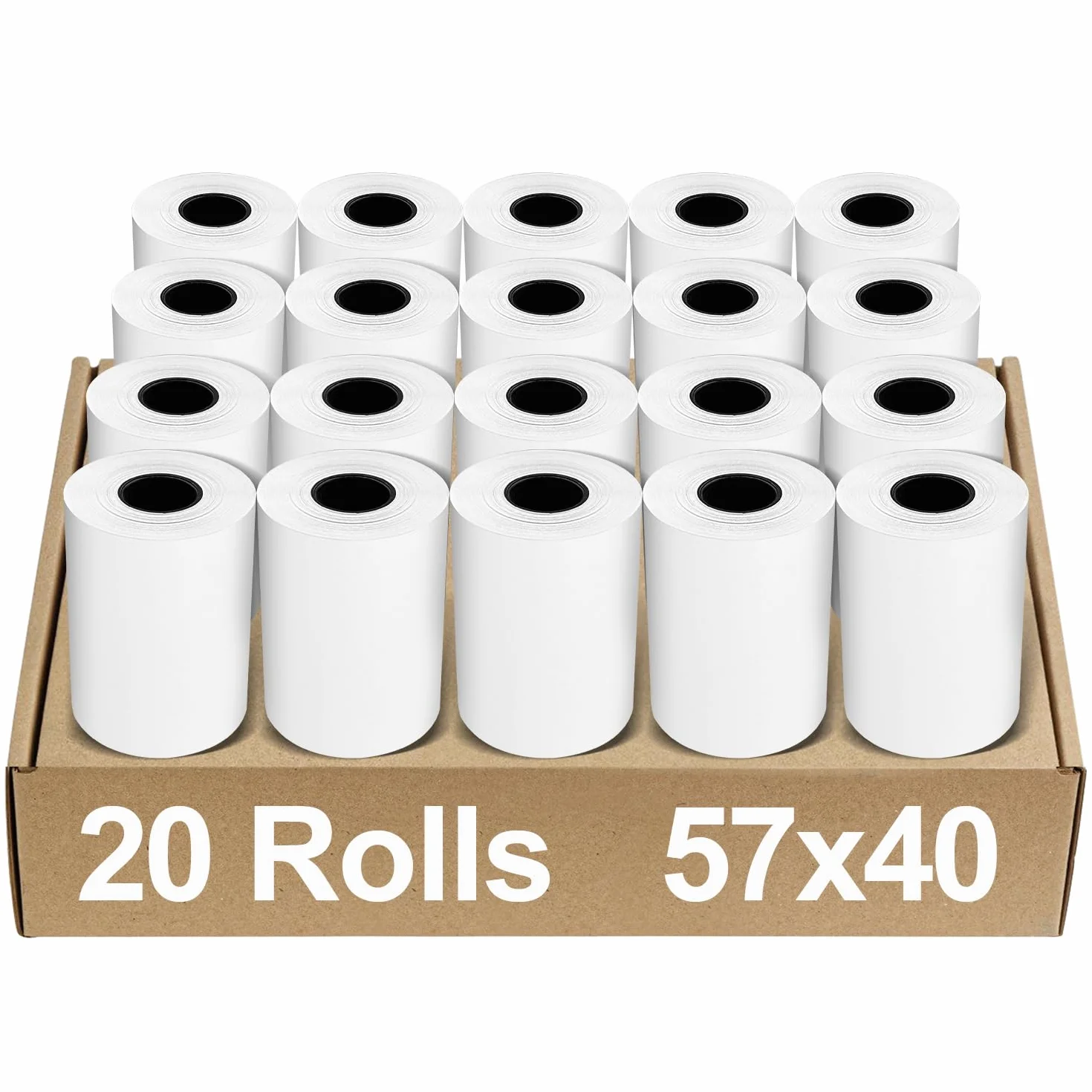 Rolki papieru termicznego EC 57 mm x 15 m x 12 mm, rolki kasowe do bankomatów, kas fiskalnych, POS (20 sztuk)