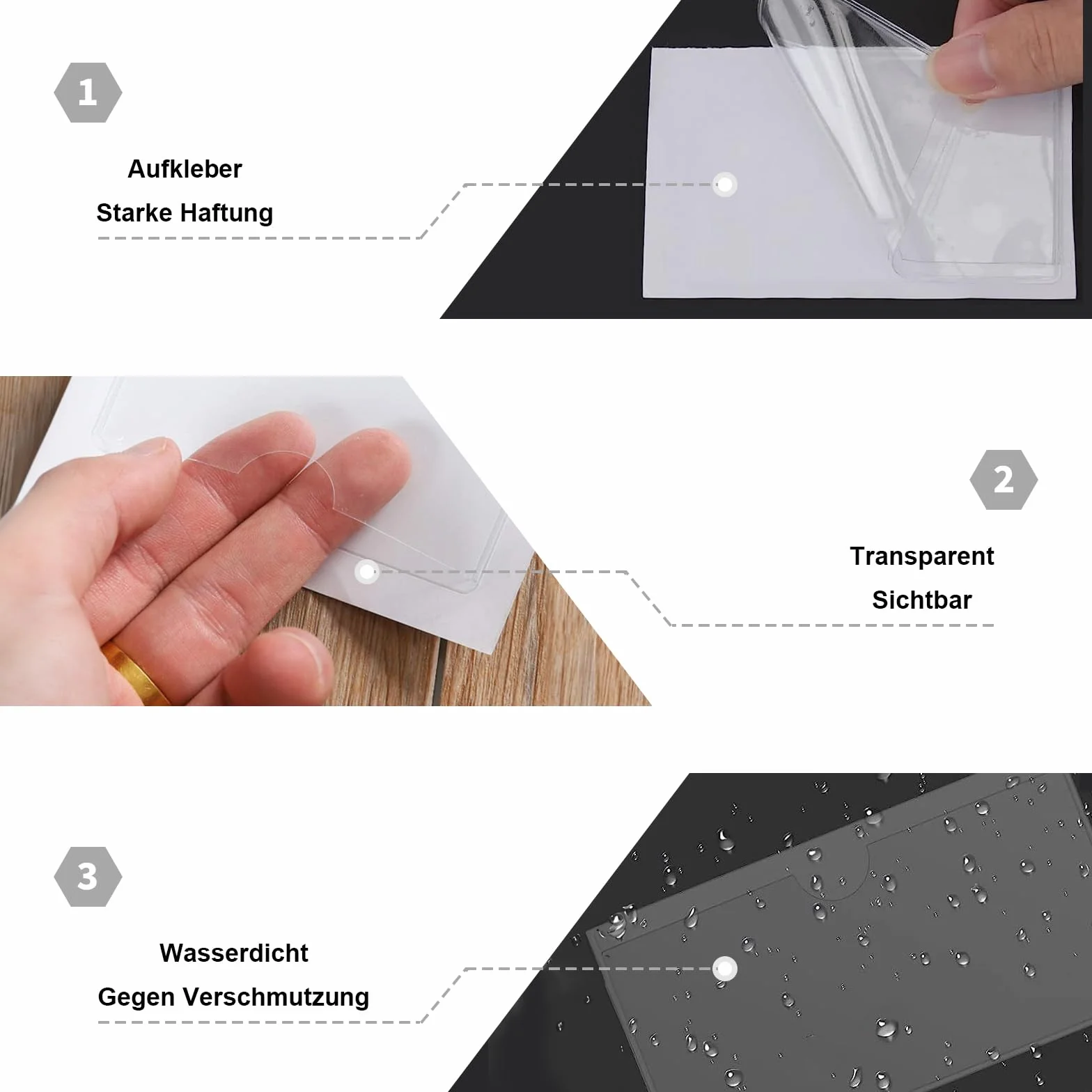 ACONDE 50 sztuk samoprzylepnych torebek na wizytówki, przezroczyste uchwyty na etykiety, z otworem u góry, do biura, szkoły, domu, 11 × 8 cm