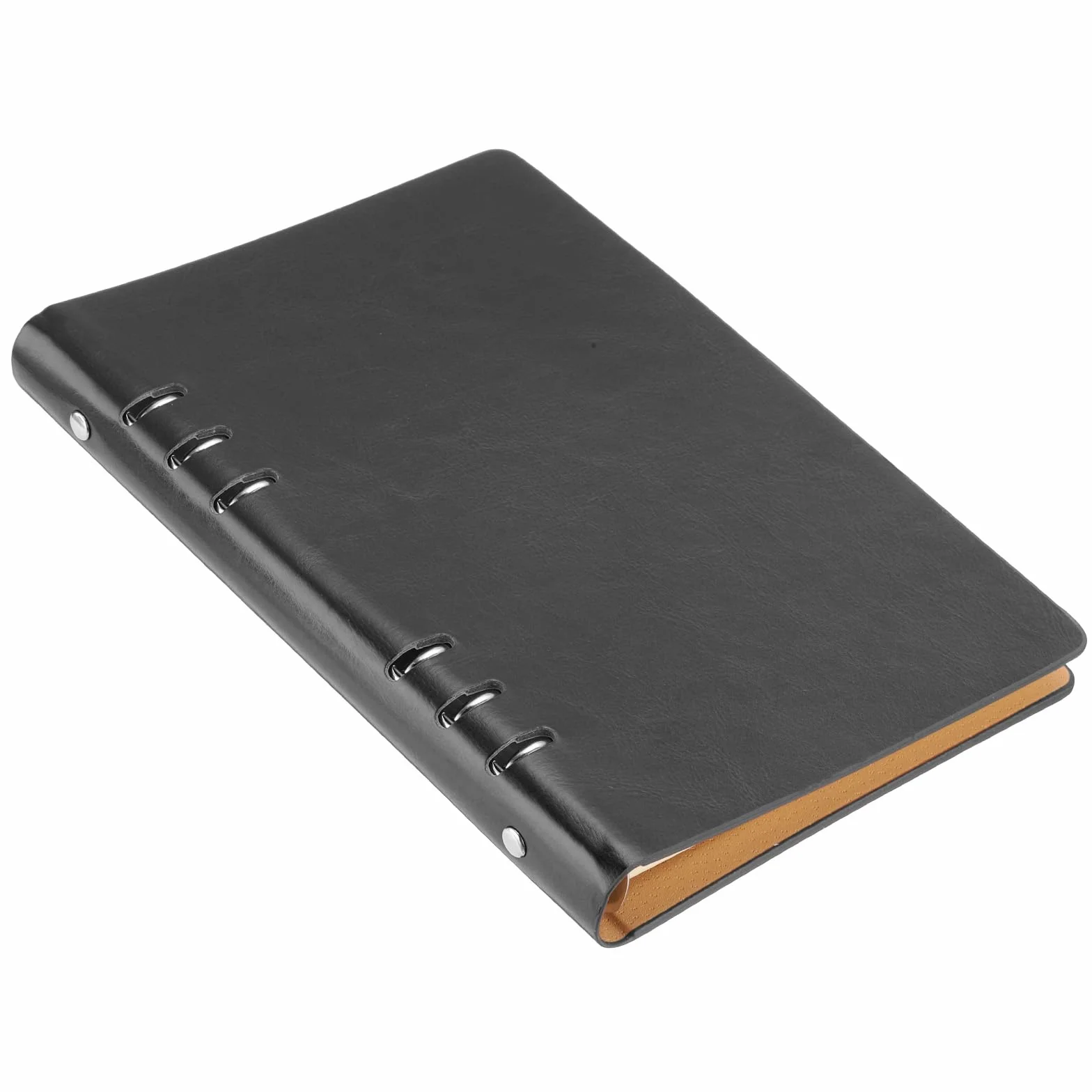 PATIKIL Okładka segregatora 6-pierścieniowego, A5 Skórzany notatnik segregator Mini z wymiennymi luźnymi kartkami Osobisty planner z 80 arkuszami papieru, Czarny