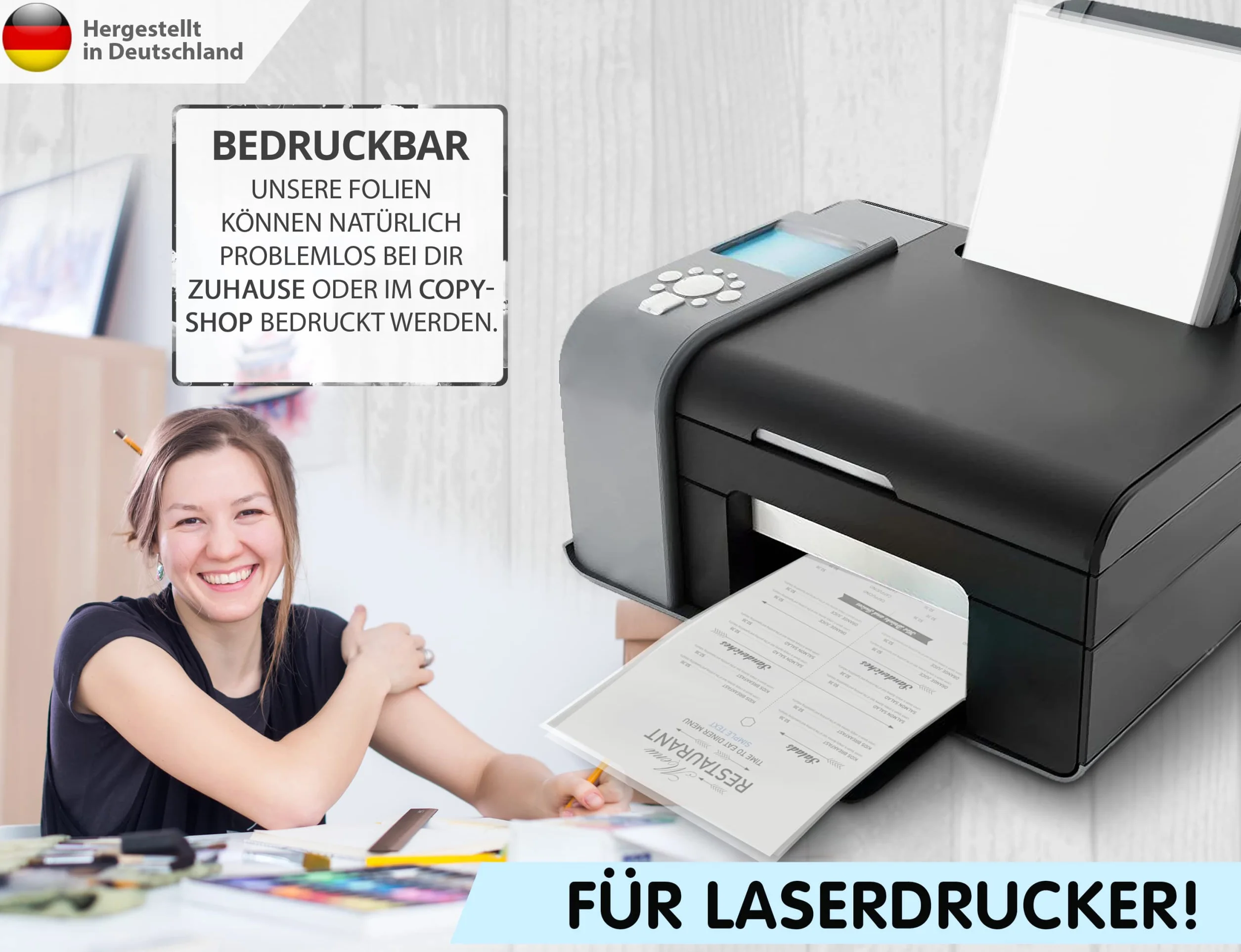 100 arkuszy folii PEMIUM – DIN A4 przezroczyste – do drukarek laserowych, kopiarek – folia OHP bardzo gruba – wysoka jakość druku i projekcji – Made in Germany