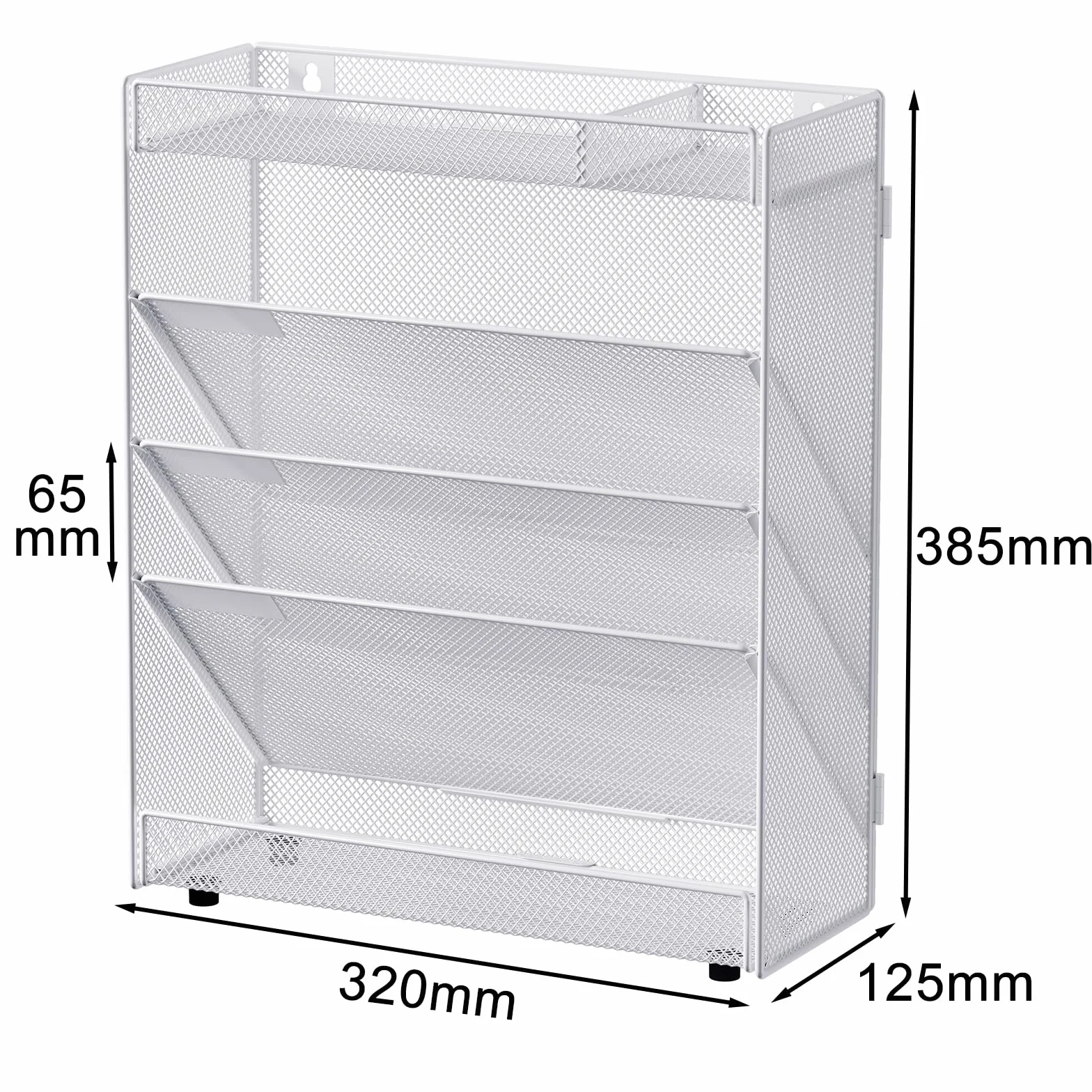 EasyPAG Uchwyt Ścienny na Dokumenty A4 5 Przedziały Metal Siatka,Ścienny Stojak na Pocztę,Wiszący Organizer na Dokumenty,Przechowywanie Czasopism do Biura & Domu,Biały