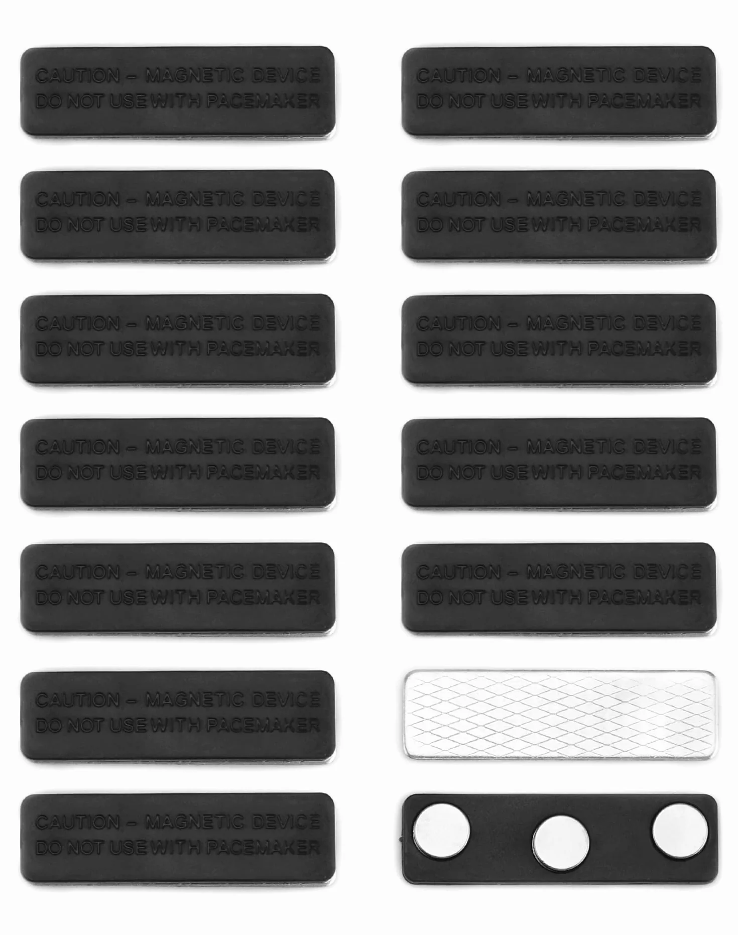 QWORK 12-częściowy magnetyczny uchwyt na identyfikator 45 x 13 mm czarny