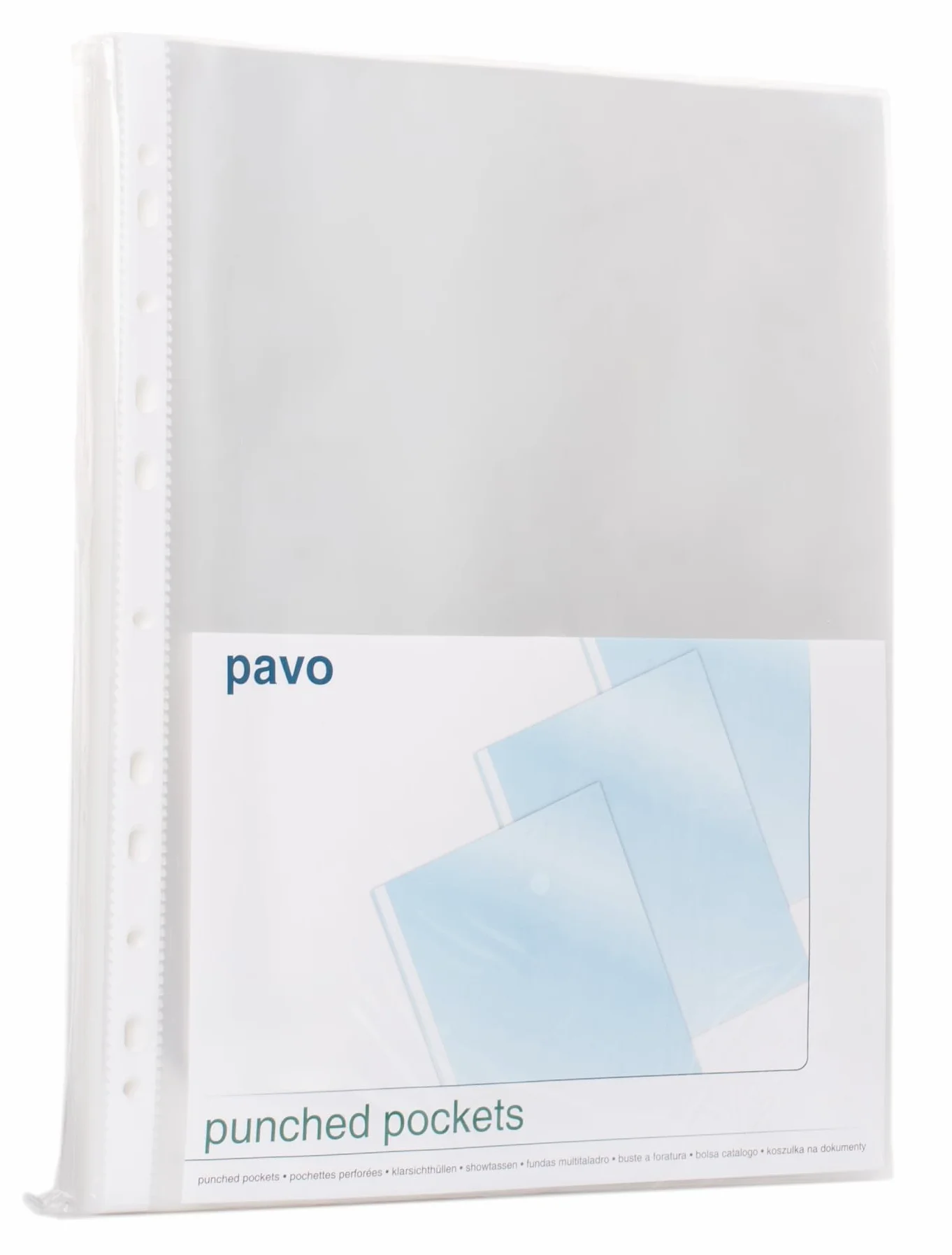 Pavo - Koszulki na dokumenty/Koszulki do segregatora, A4, 60 mikronów,PP, przezroczyste, opakowanie 100 sztuk