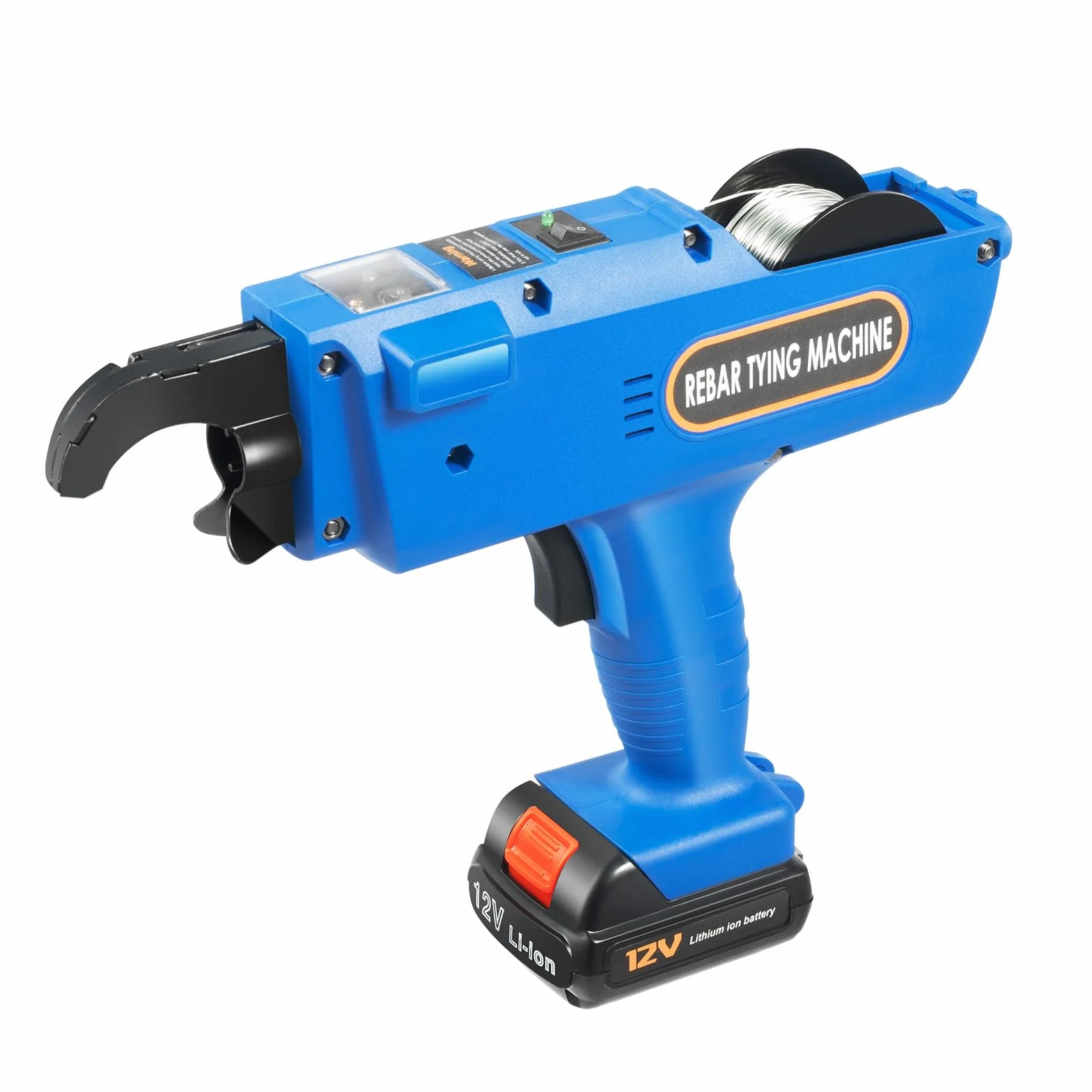 Rebar bindownica zbrojeniowa, ręczna maszyna do wiązania zbrojeniowego, w pełni automatyczna, zakres wiązania 8-34 mm, 2 baterie litowe 1800 mAh (jedna już zainstalowana), niebieska