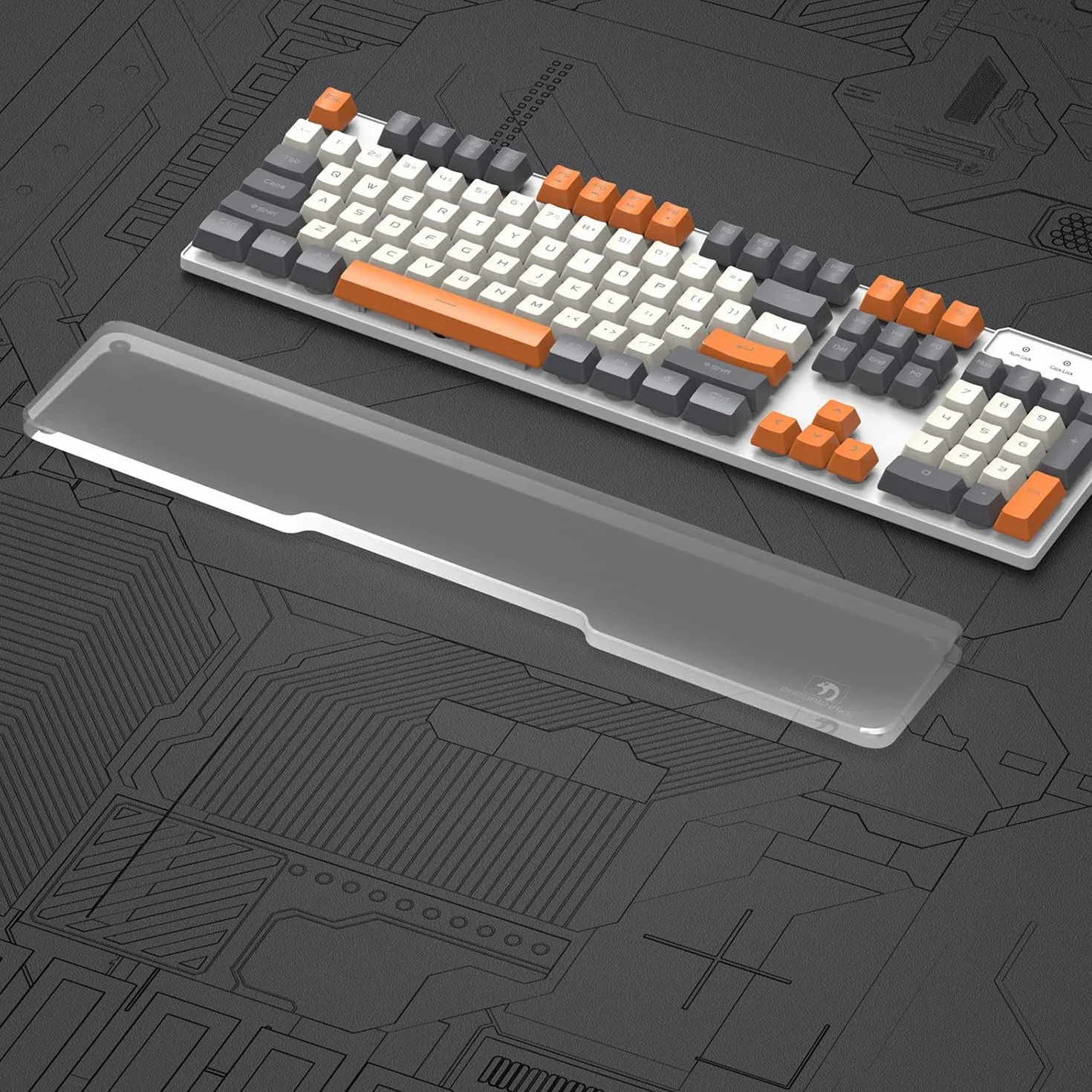 MAMBASNAKE Podkładka Pod Nadgarstek do Klawiatury - Wrist Rest Laptop - Premier Clear Acryl - Antypoślizgowe Nóżki - Ergonomic do Biura/Gier/Pisania/MacBook