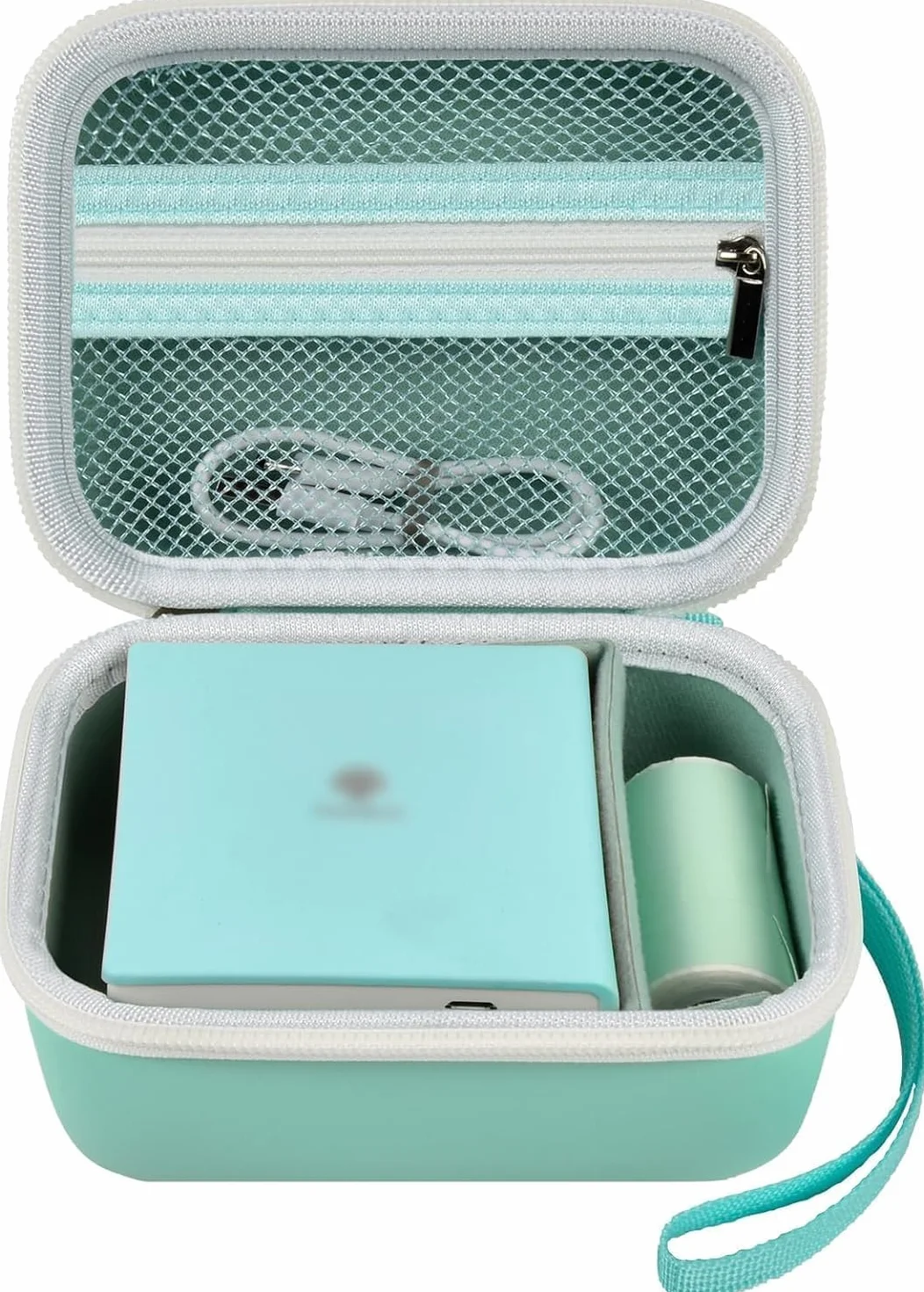 Etui do Memoking T02/ do Phomemo M02/ T02/ M02S/ M02 Pro/ Q30S/ M02X drukarka etykiet. Mini uchwyt na drukarkę naklejki, papier termiczny, kabel USB (tylko pudełko) zielony
