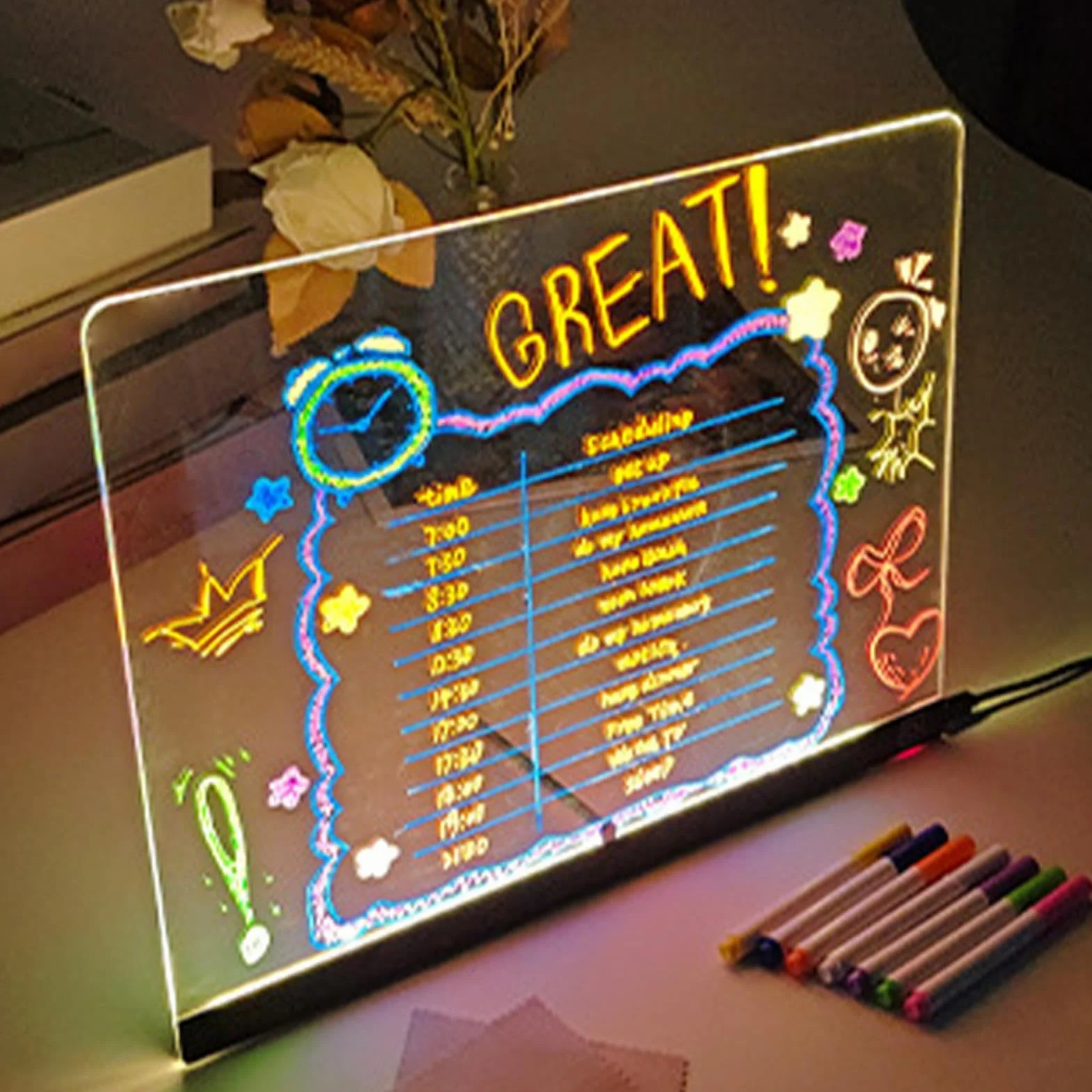 Keyubria Akrylowa Tablica Kreślarska LED Dry Erase Board