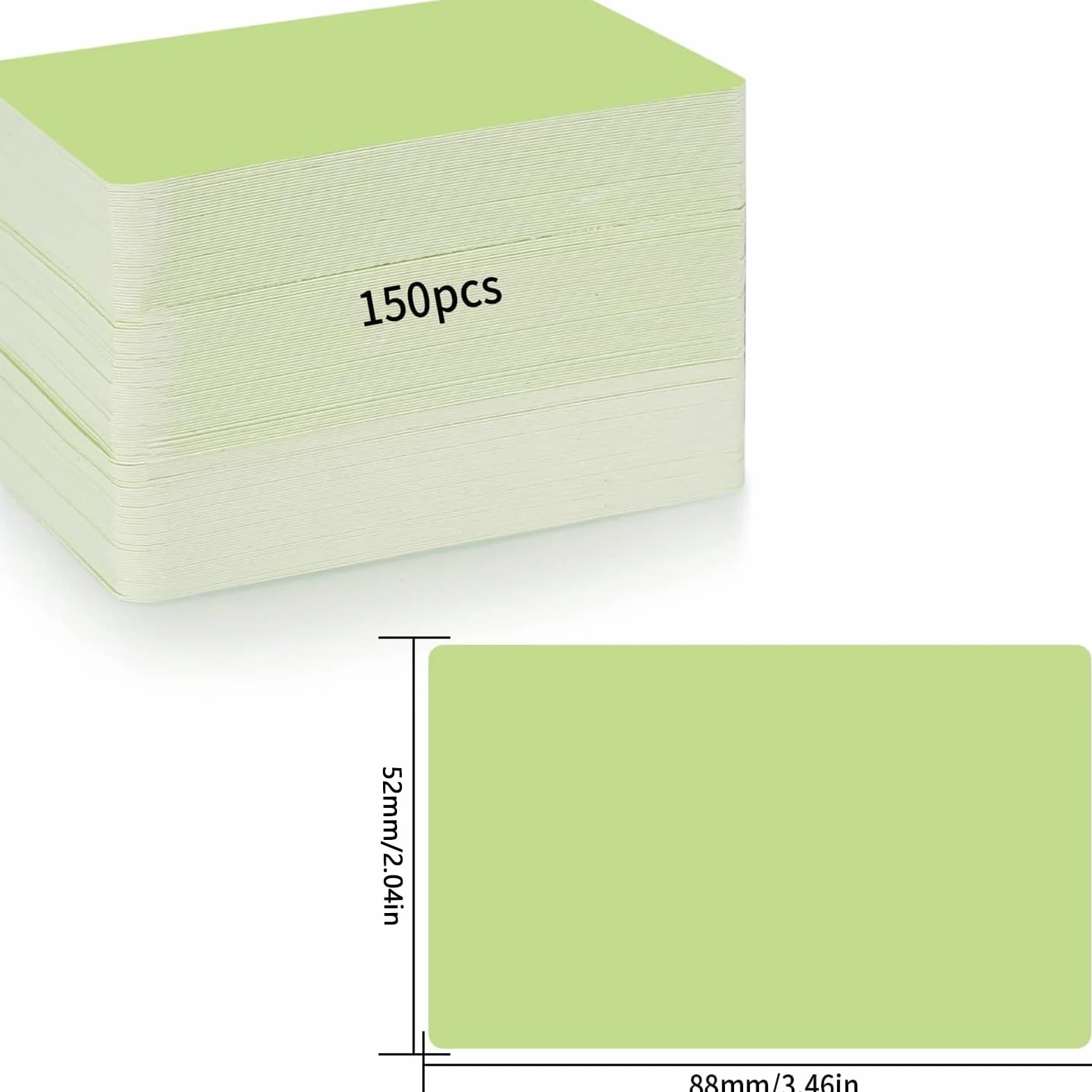 150 sztuk pustych kartek papierowych, fiszki do gry, puste karty z papieru typu kraft, wizytówki do majsterkowania, nauki, pamięci, nauki, zielone, 8,9 x 5,2 cm