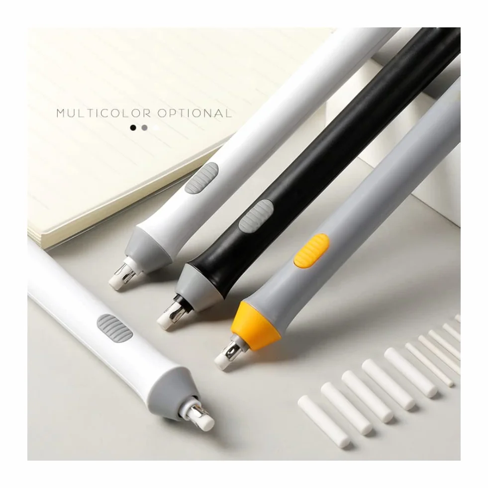 Akozon Electric Eraser, zestaw do wymazywania elektrycznego z 22 automatycznymi wkładami do gumki Dostępnych w kilku kolorach do rysowania, malowania, szkicowania, projektów architektonicznych, sztuki i rzemiosła (szary)