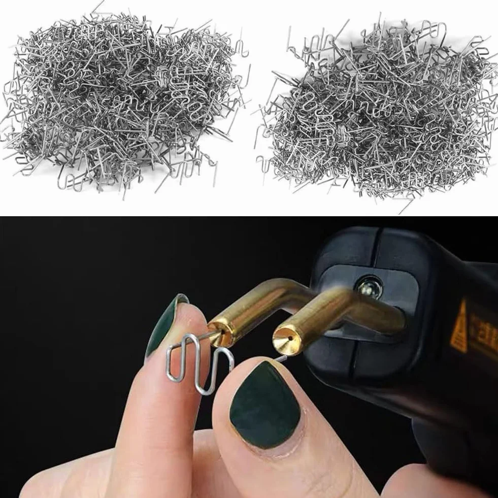 1200 sztuk zgrzewarek ze stali nierdzewnej, plastikowe zszywki, 0,8 mm / 0,6 mm, akcesoria spawalnicze, zestaw naprawczy zderzaka, do naprawy samochodu, spawania tworzywa sztucznego