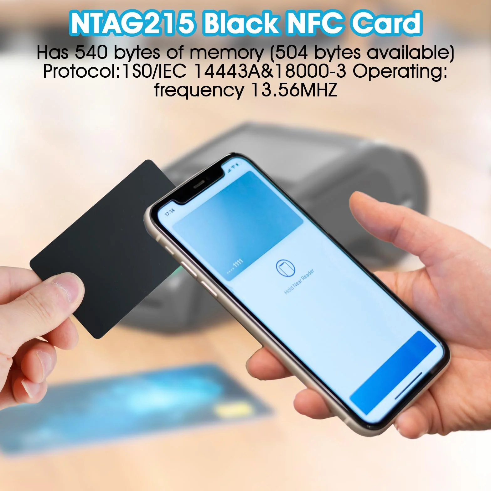 Oruola 25 sztuk metalowych wizytówek, karty NFC dla wszystkich urządzeń obsługujących NFC i karty RFID, karty plastikowe do biura, firmy, sklepu (czarne)