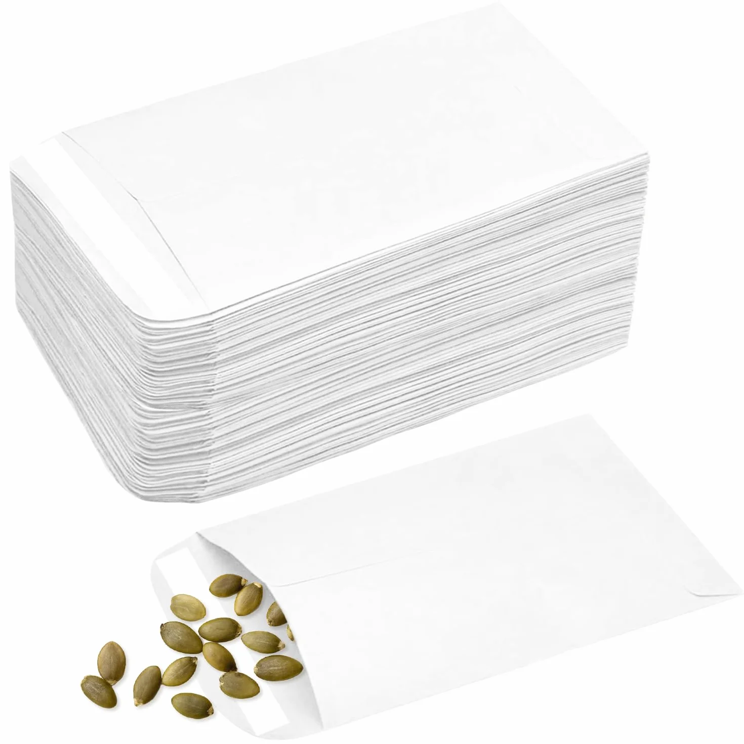 100 szt. Małe białe koperty, samoprzylepne koperty na nasiona Pakiety nasion Papier pakowy Koperty na monety na płace, nasiona, monety, koraliki lub znaczki (10x6 cm/3,9x2,4 cala)