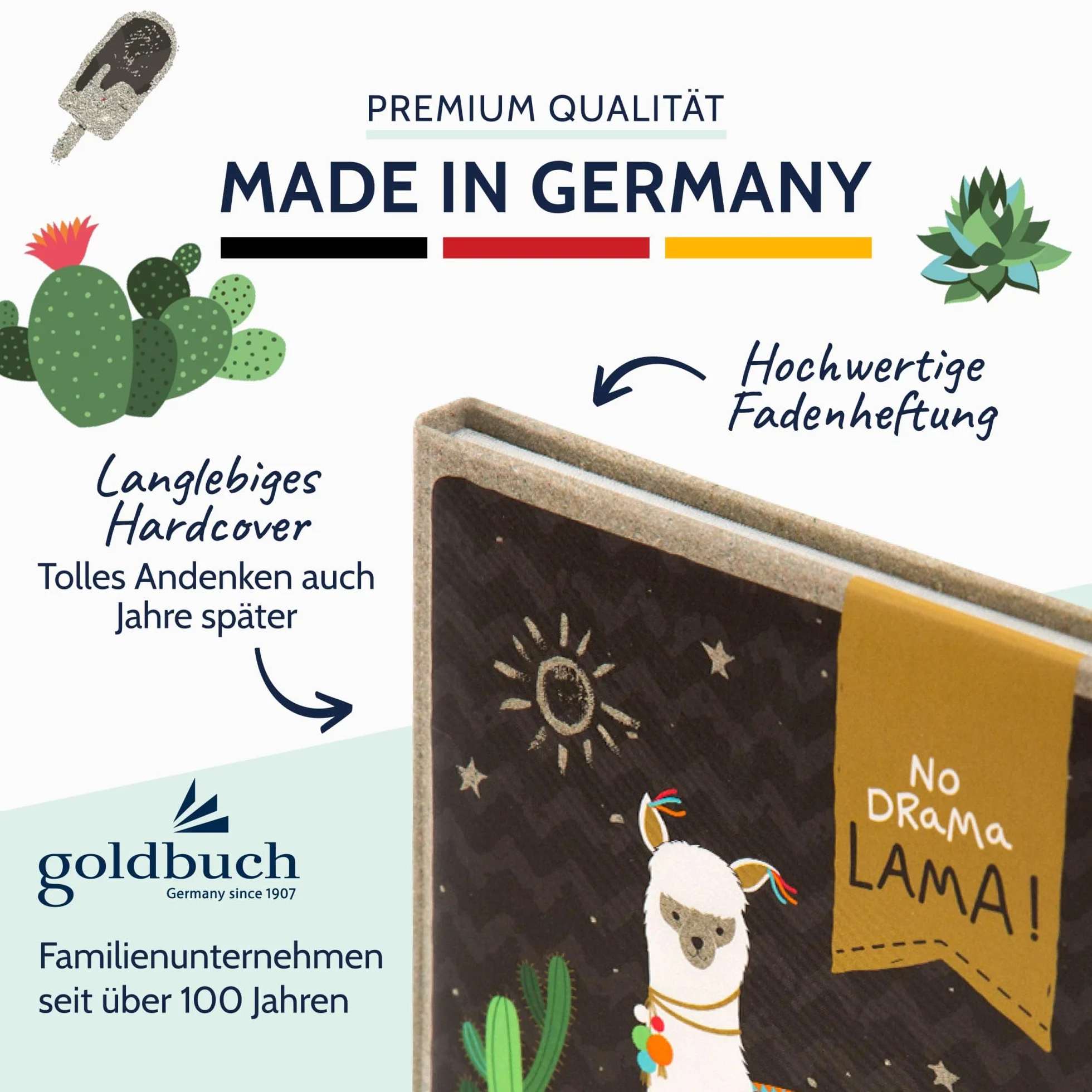 Goldbuch Happylife Lama książka przyjaźni do wypełniania 88 stron 15x21x1,5 cm