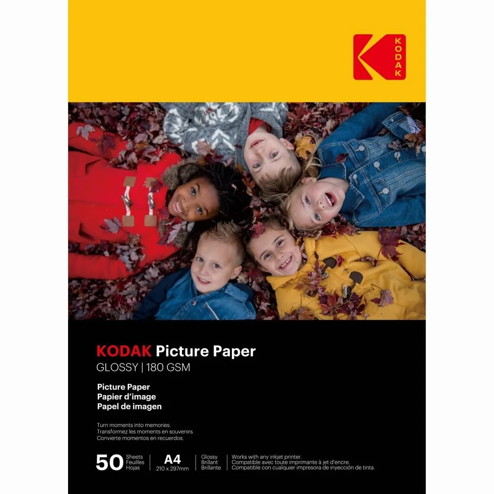 KODAK Błyszczący Papier Fotograficzny A4 180g/m² 50 Arkuszy