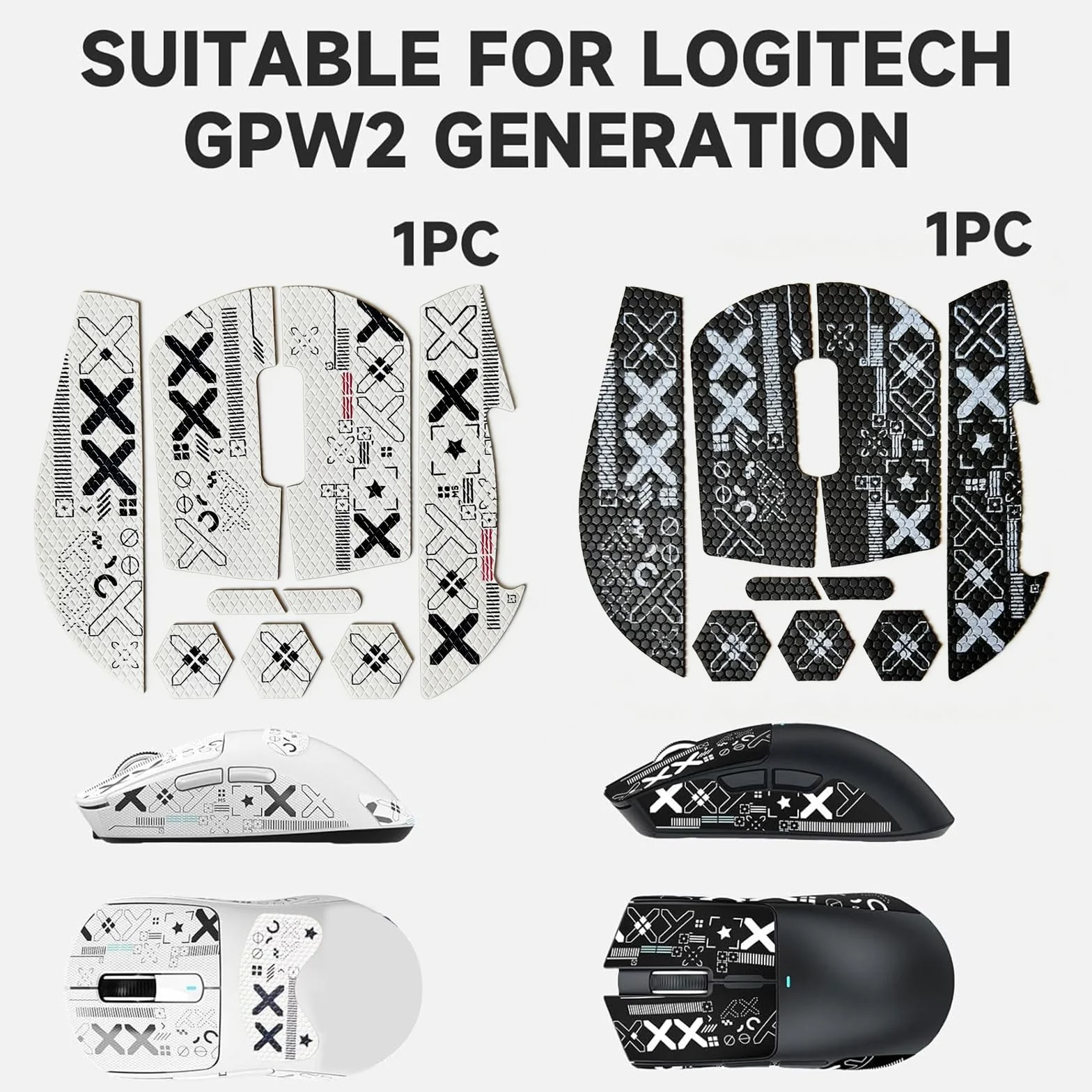 2 sztuki opaski na mysz kompatybilne z Logitech G Pro X Superlight 2, Poprawia przyczepność i kontrolę, samoprzylepna i bezodpadowa, zapewnia optymalną precyzję