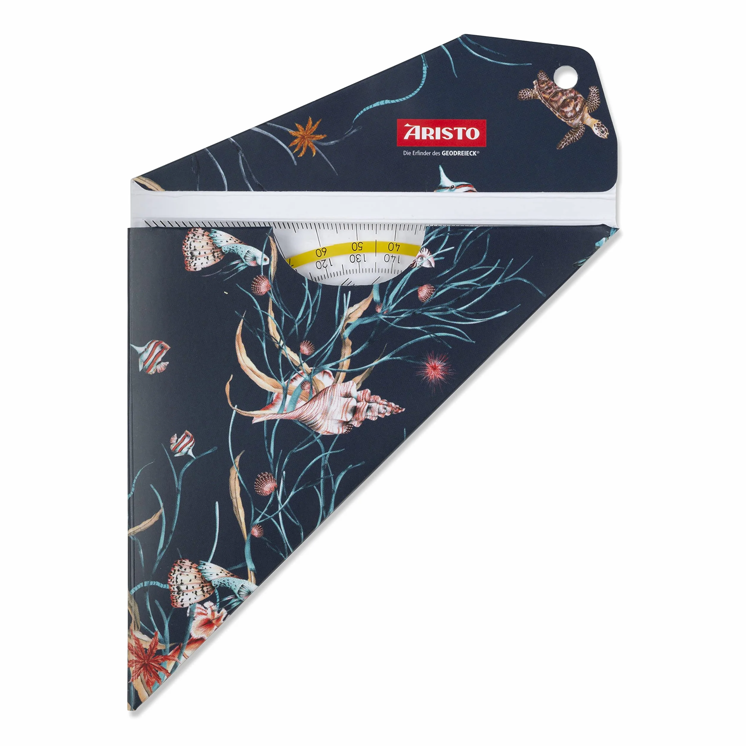 Aristo AR18002B Eierka geometryczna AR1552 z pasującym etui ochronnym Geocover marine life (trójkąt Hypouse 16 cm, wypustki i fasetki, etui z otworem do wpinania), wielokolorowa i przezroczysta