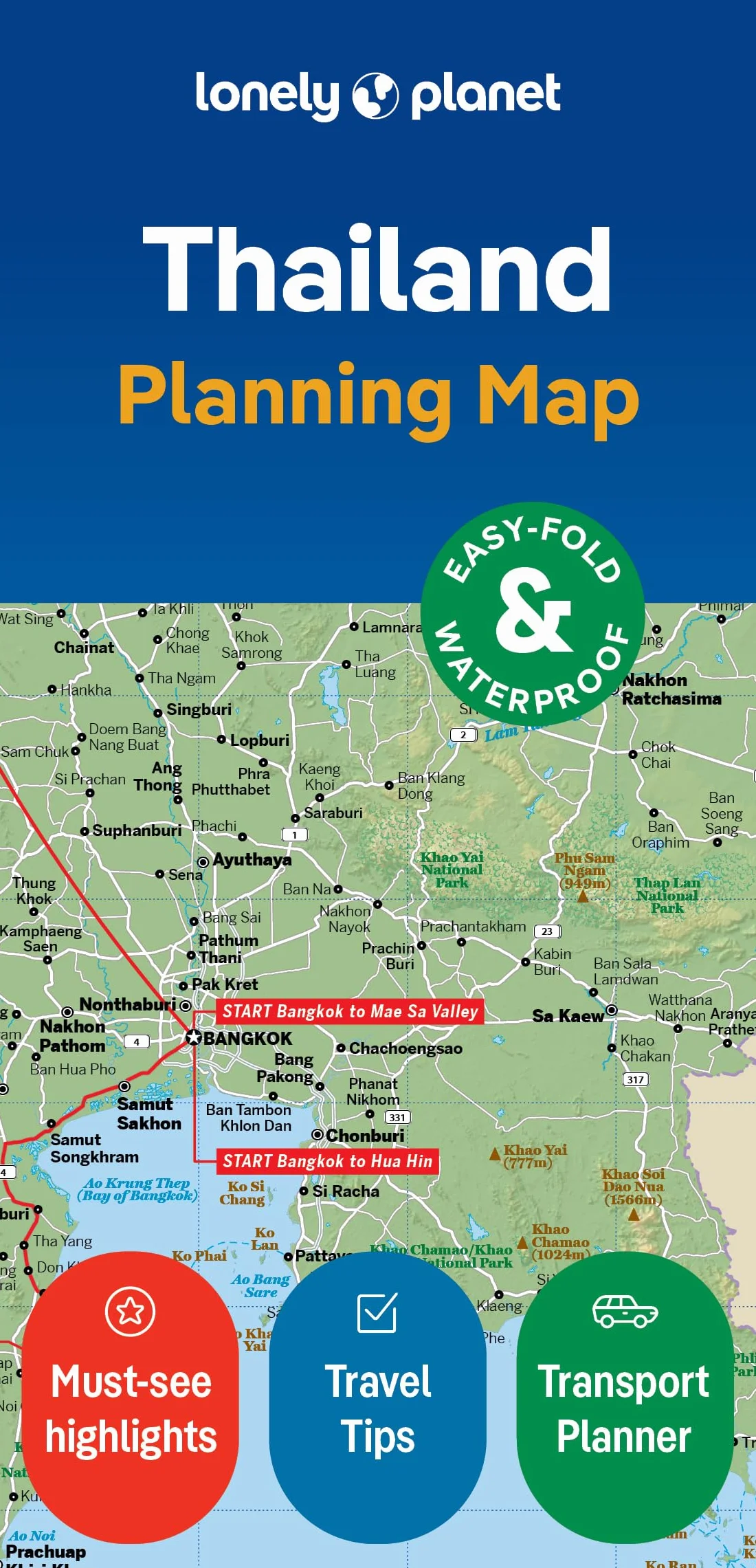 Thailand Planning Map 2ed -anglais-: Durable Waterproof Travel Map with Easy-Fold Format, Itineraries & Transport Guide for Bangkok, Chiang Mai, Phuket & More