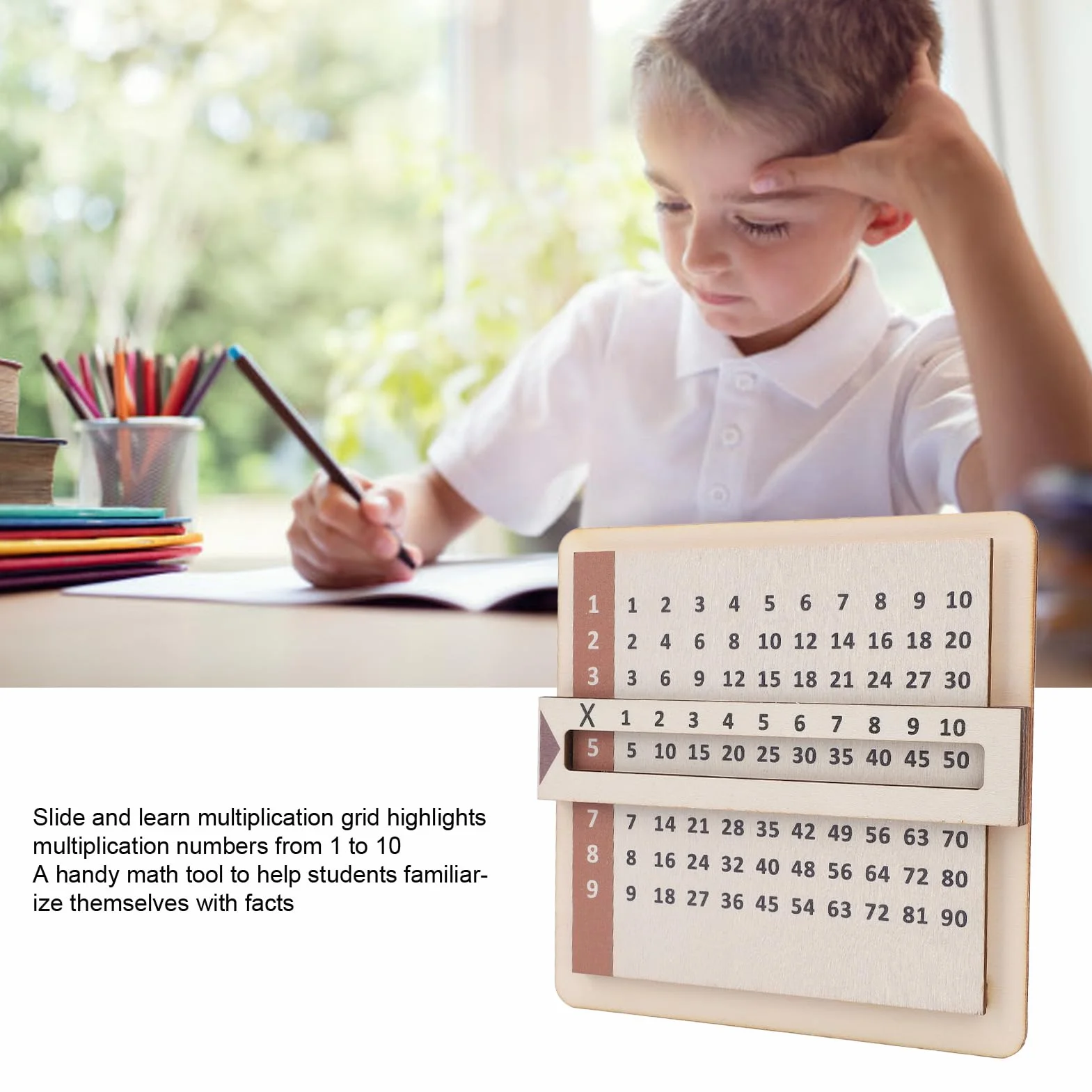 Drewniana Tablica Mnożenia z Oknem Widza, Edukacyjna Siatka Mnożenia dla Uczniów