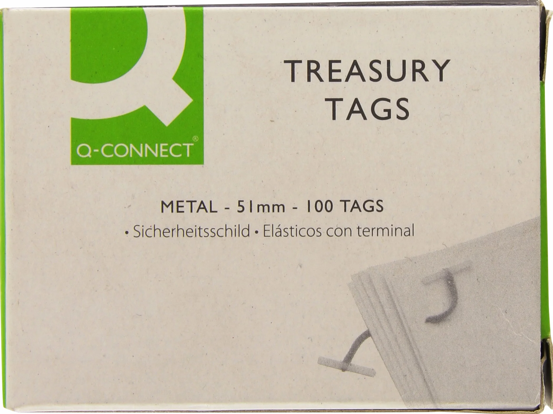 Q-Connect Metalowa zawieszka skarbowa 51 mm 100 sztuk zielona