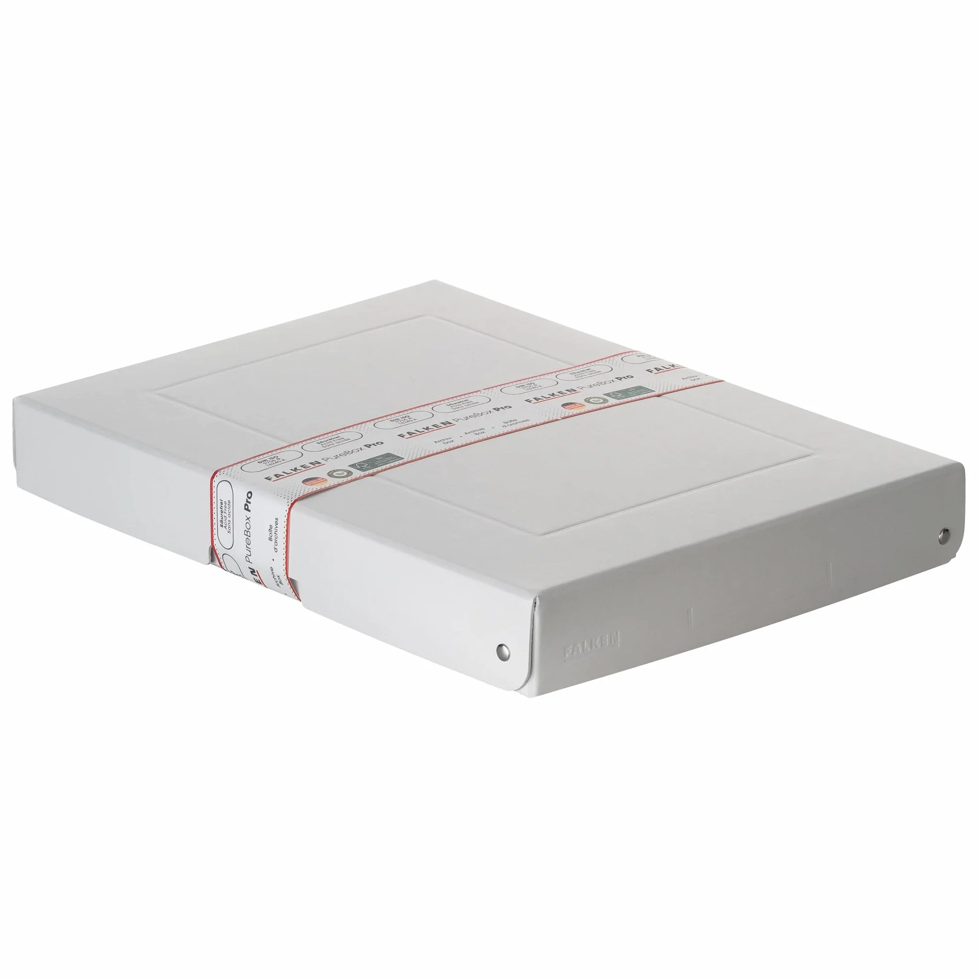 FALKEN Oryginalne pudełko do przechowywania PureBox Pro. Made in Germany. 40 mm wysokości DIN A4 odporne na starzenie, bezkwasowe pudełko do przechowywania z pokrywką, nadaje się do archiwizacji,