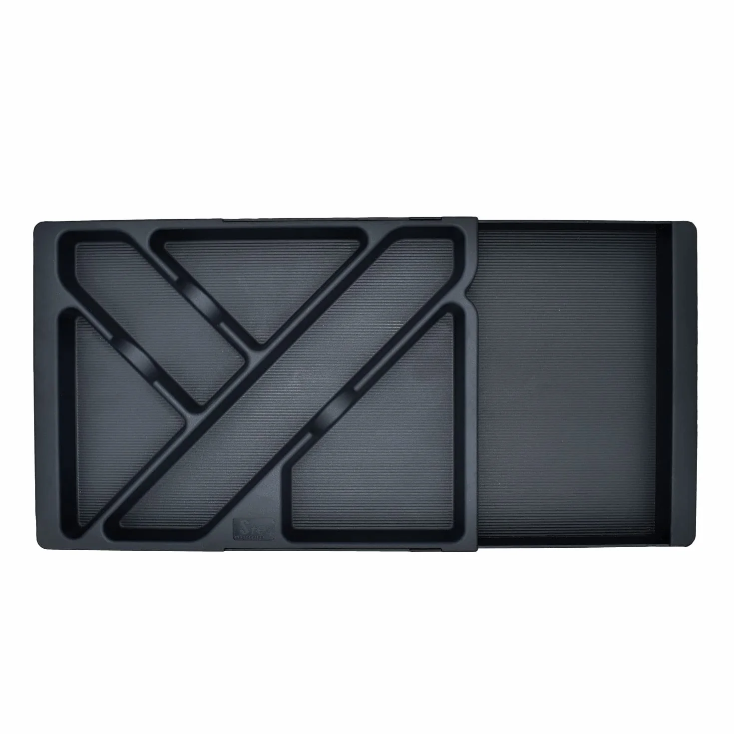 Wysuwana taca do szuflady biurka - wykonana z tworzywa sztucznego pochodzącego z recyklingu - 32,8-45,2 x 22,5 x 2,5 cm - pasuje do każdej wielkości szuflady - czarna - wyprodukowana w Hiszpanii -Stey