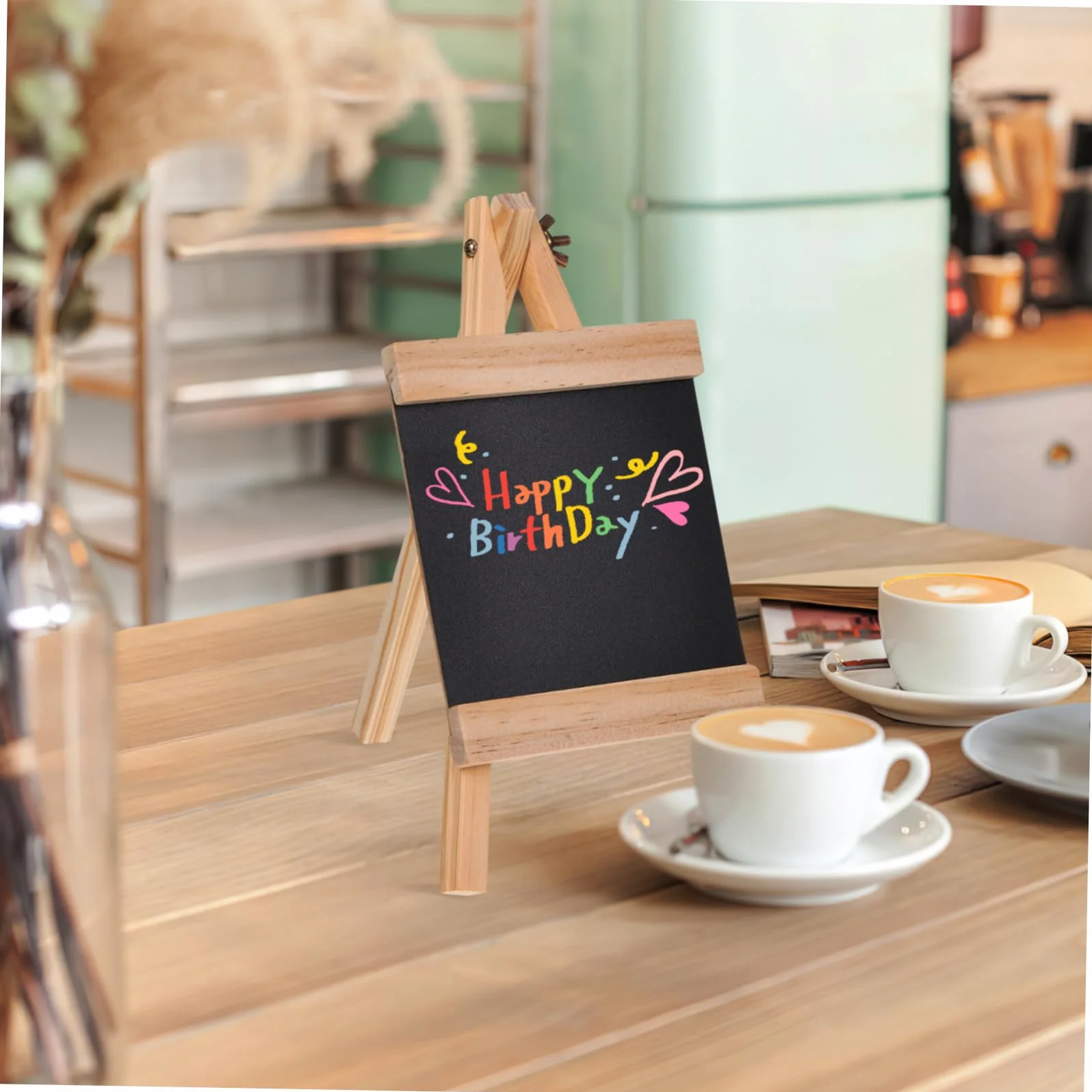 NUOBESTY Small Wooden Chalkboard with Stand Reusable Tabletop Sign for Restaurant Food Wedding And Banquet Use